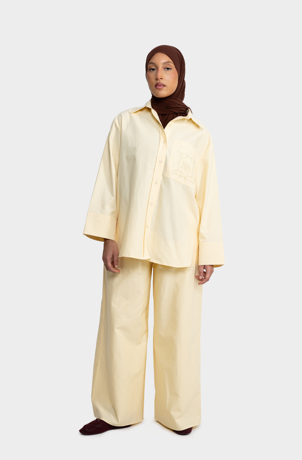 Lime oversized embroidered shirt