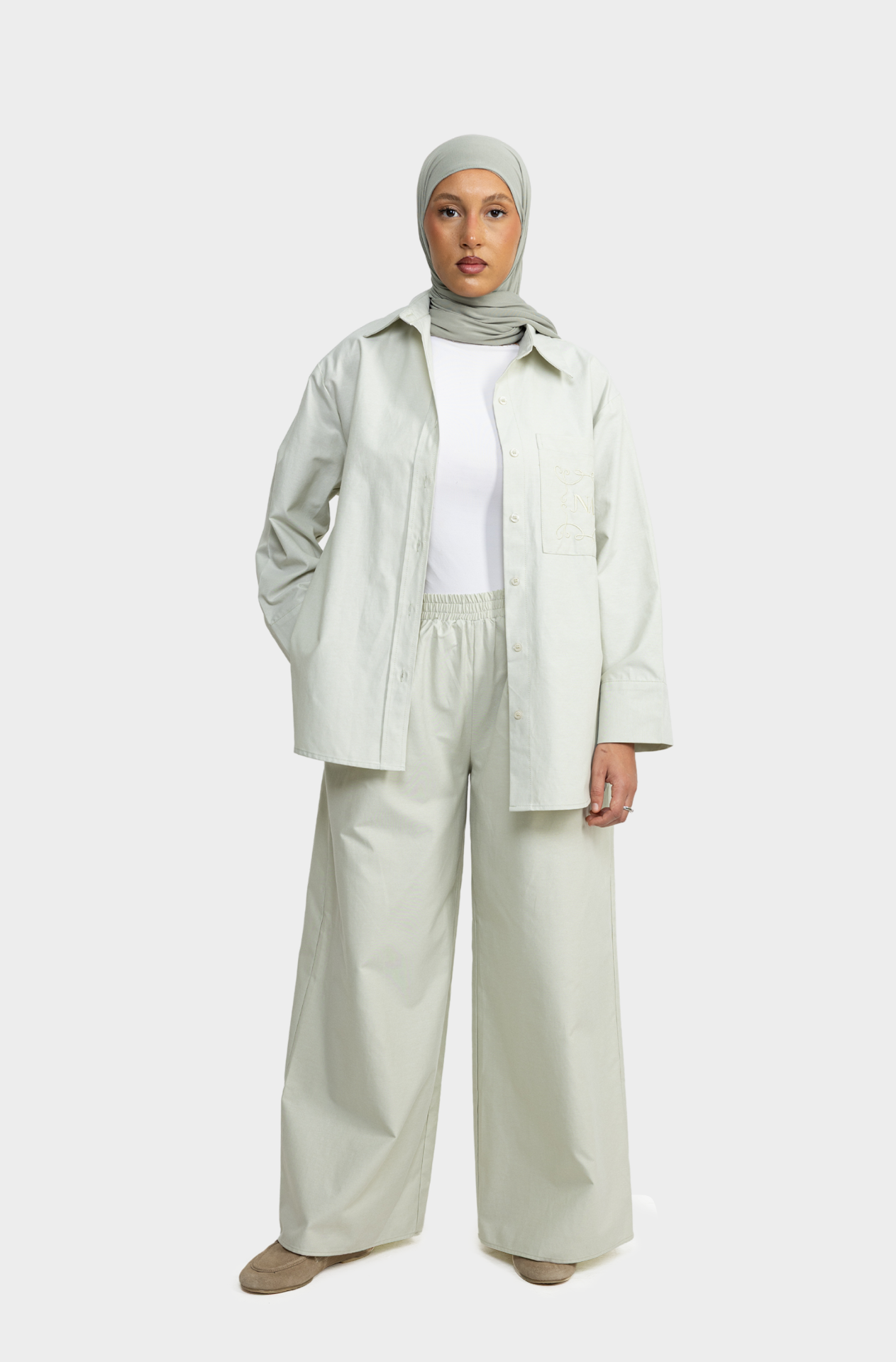 Pantalon oversize coton sauge