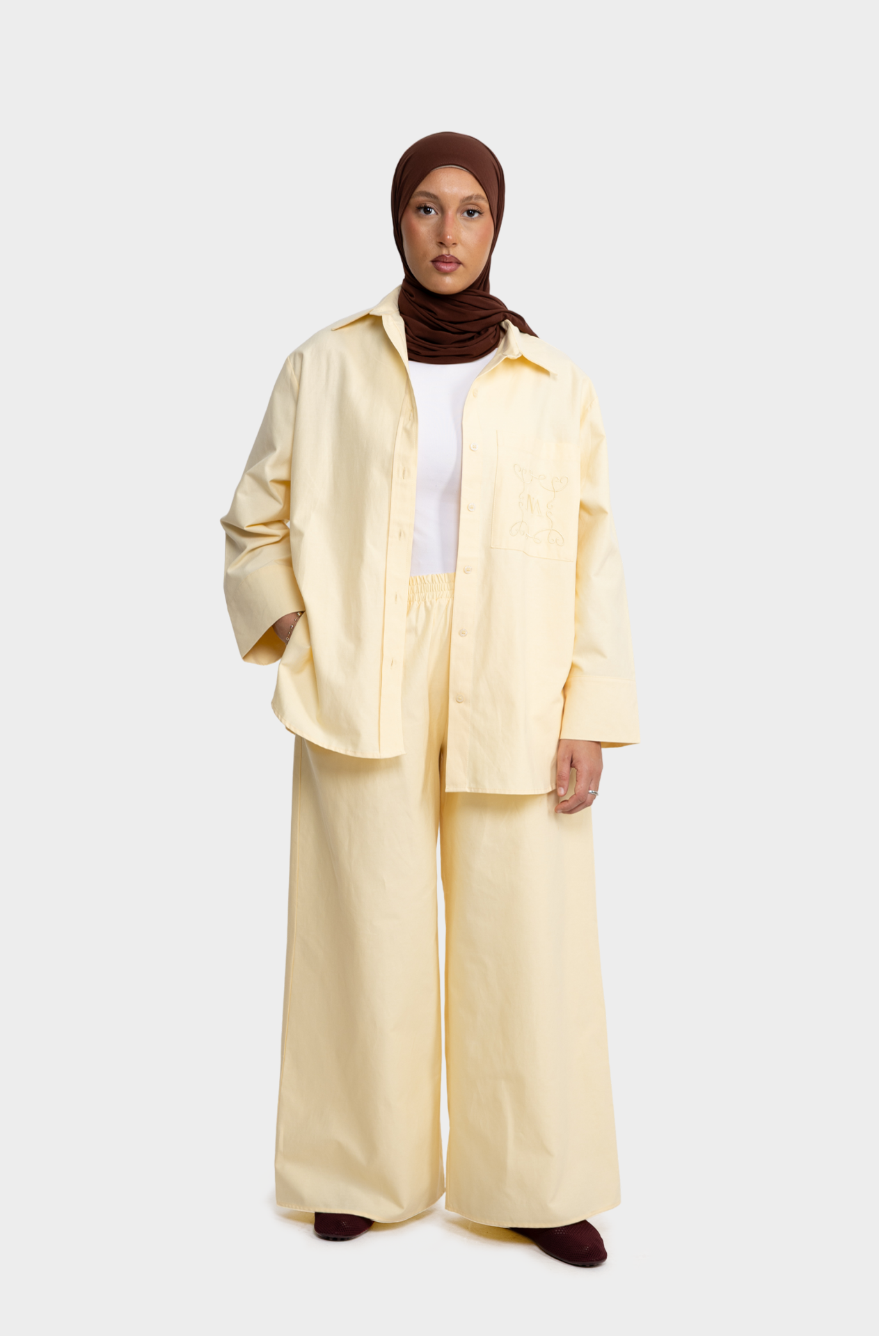 Lime oversized embroidered shirt