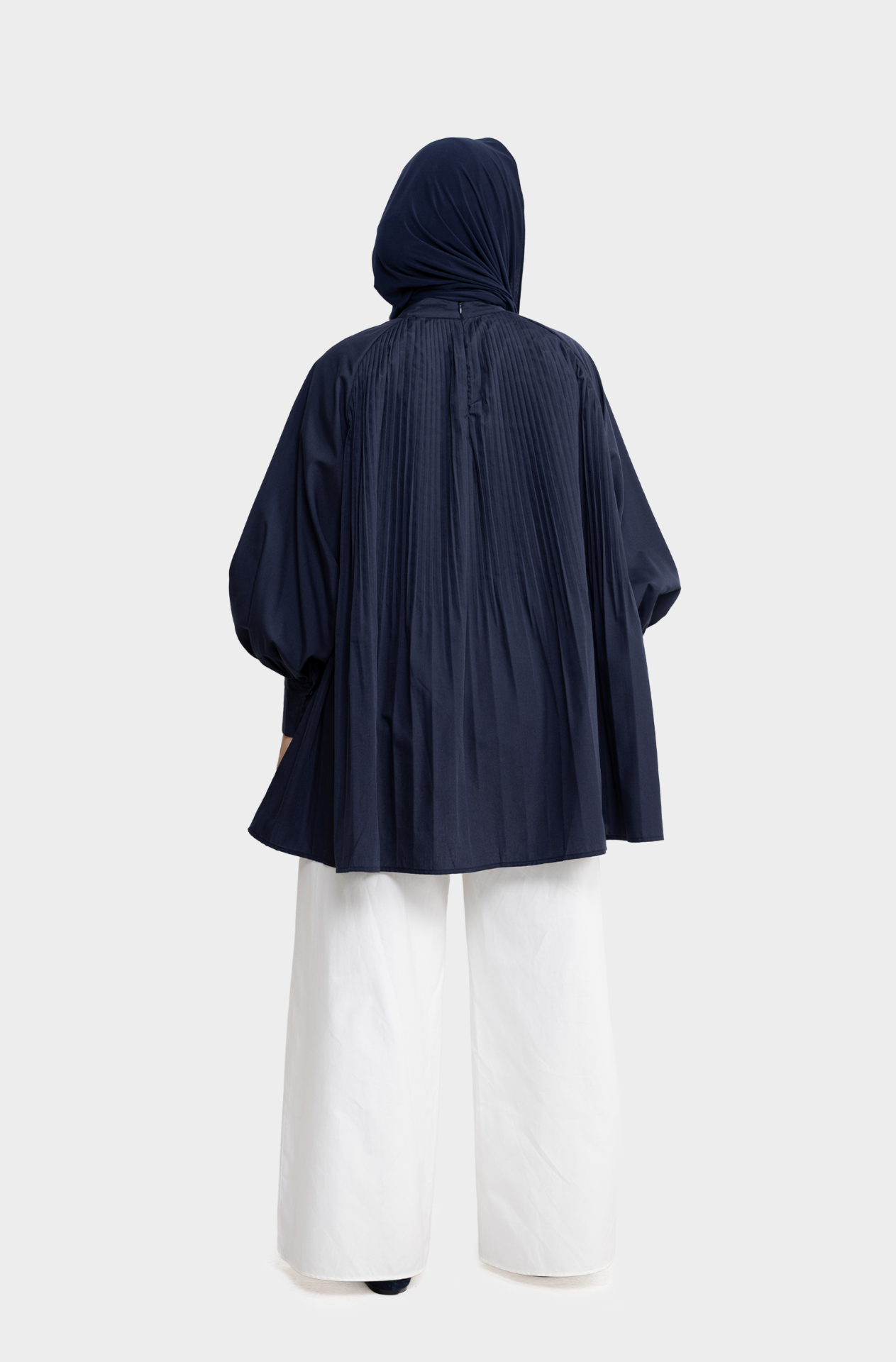 Navy blue pleated shirt