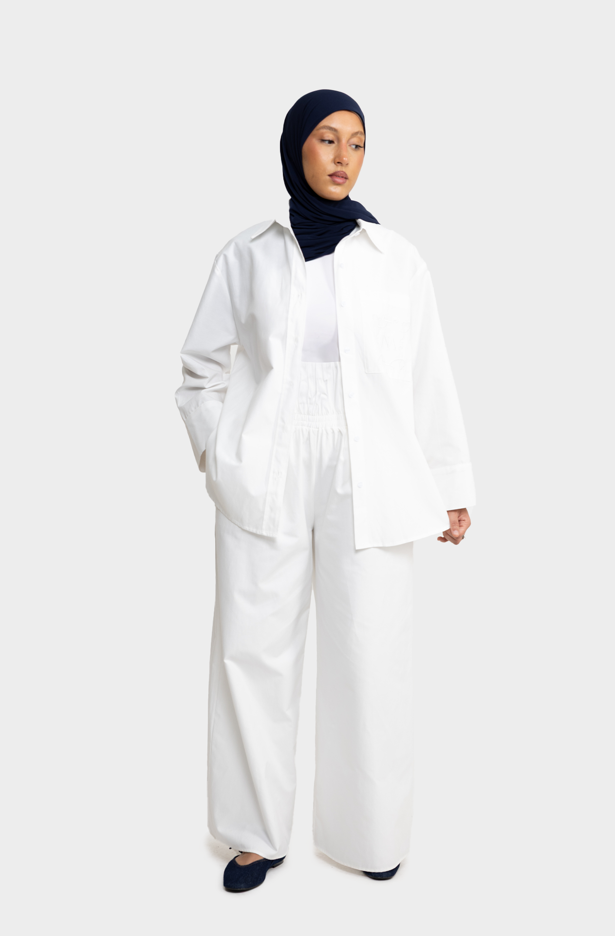 Pantalon oversize coton blanc