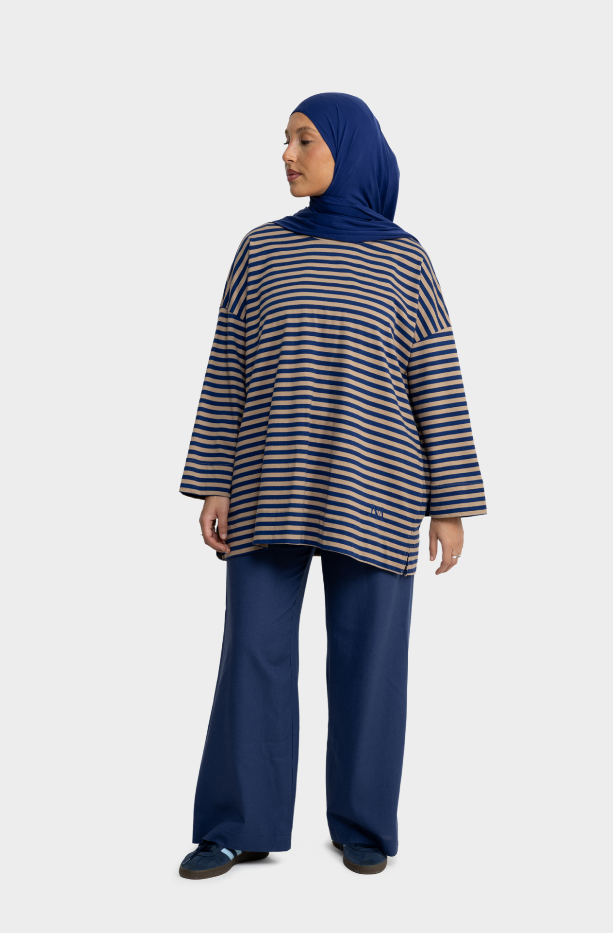 T-shirt marin taupe/bleu