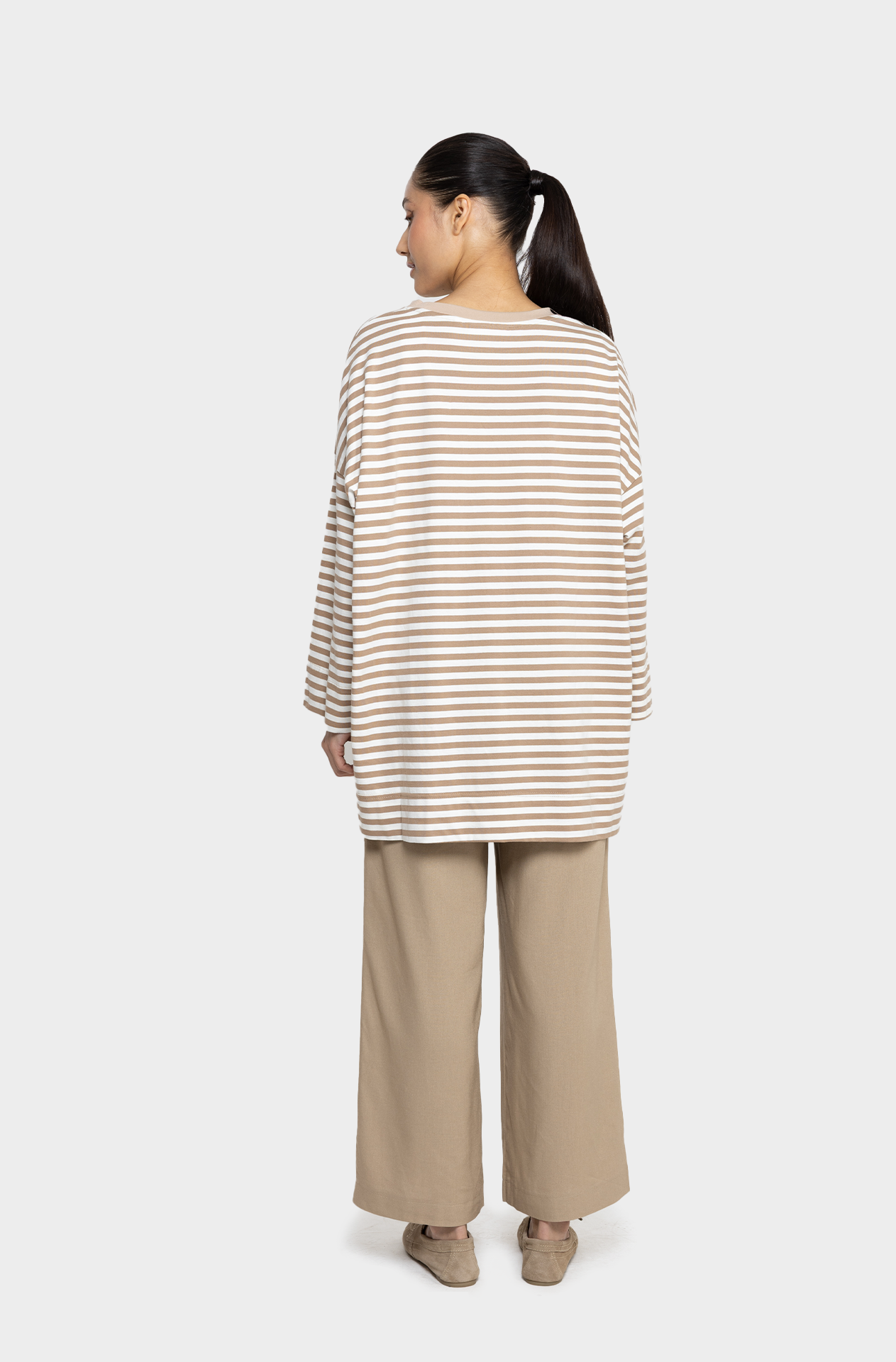 Beige/ecru striped sailor T-shirt