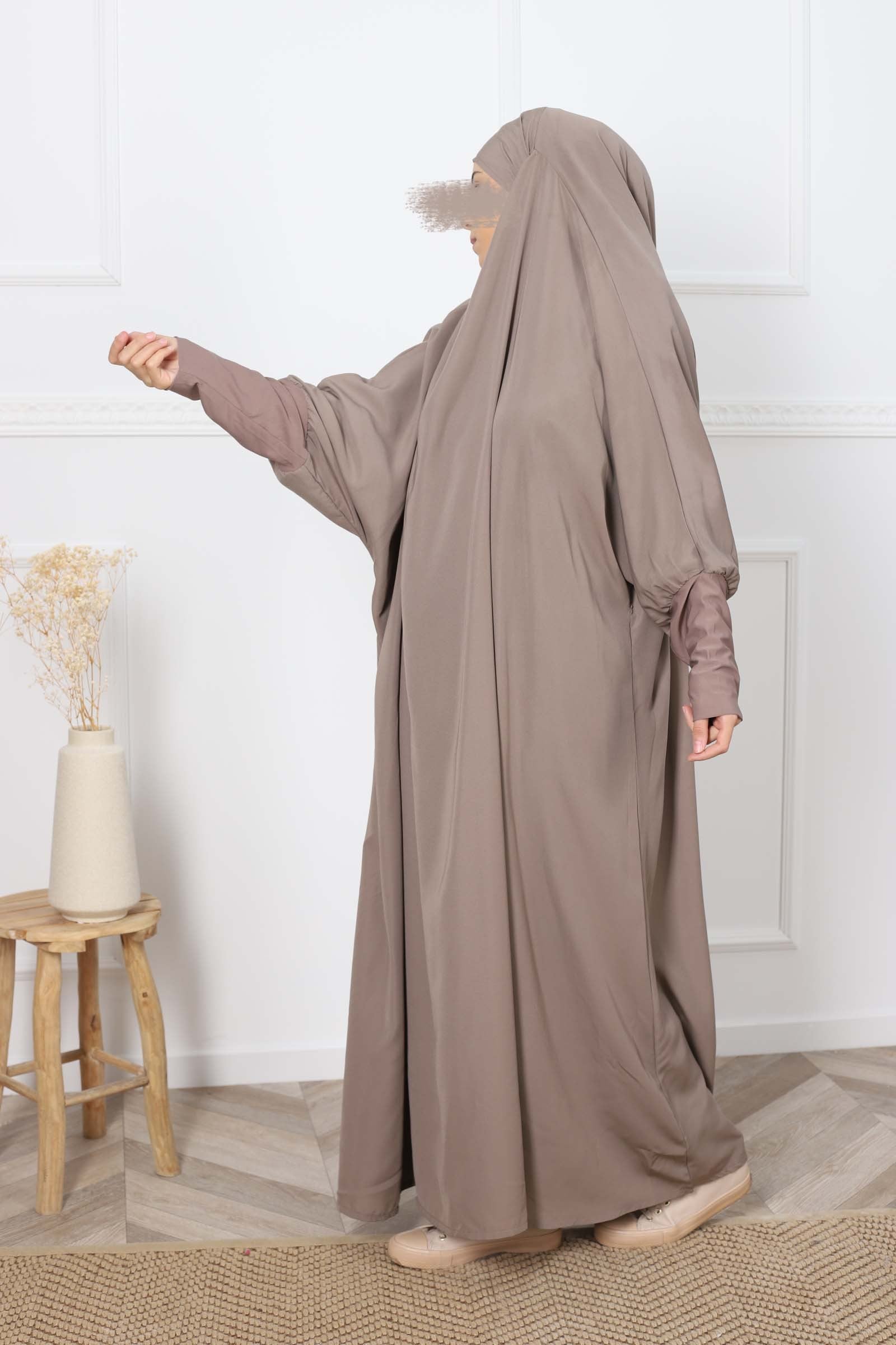 Jilbab 1 pièce manches lycra