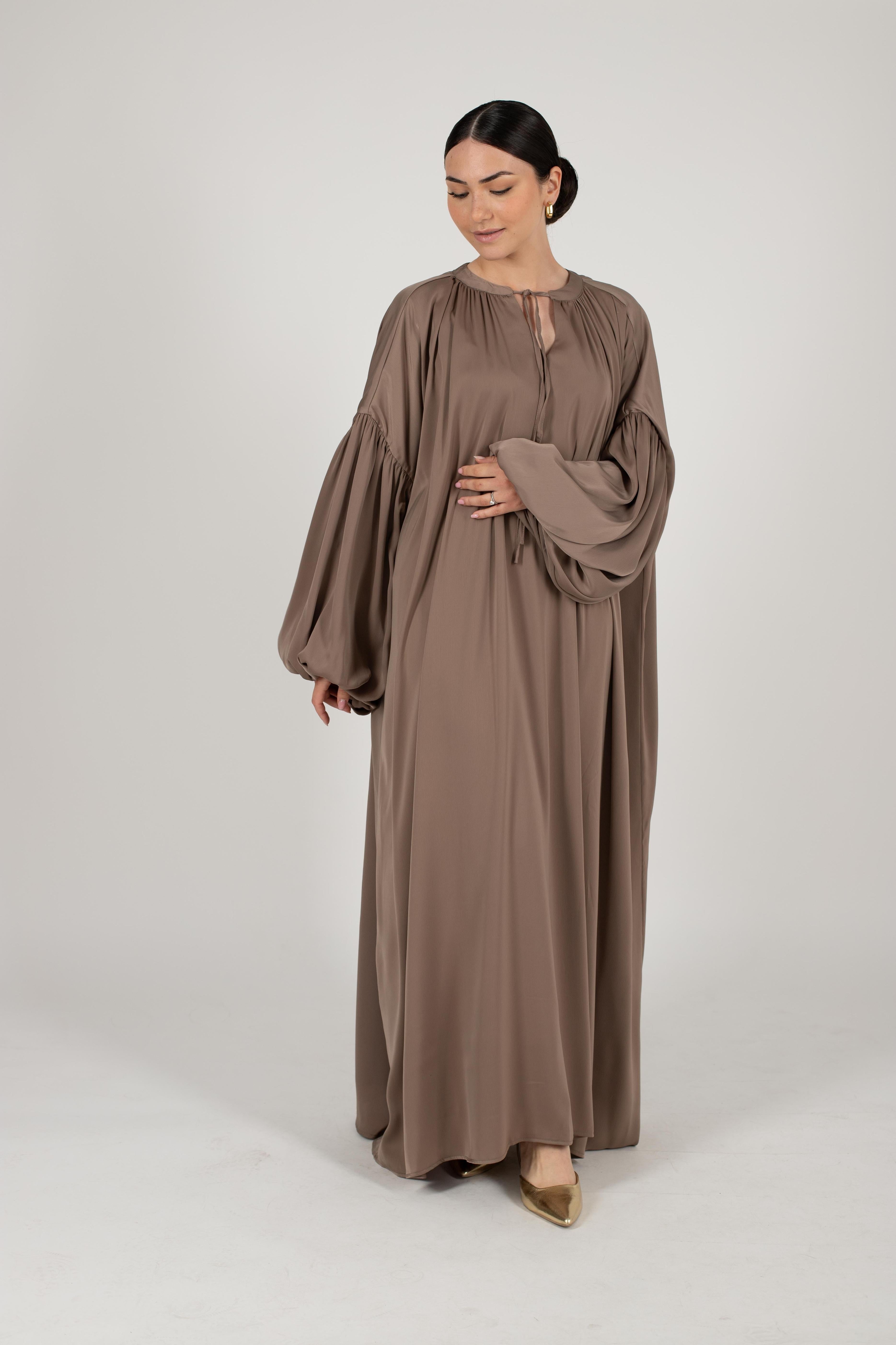 Taupe blue Bali long dress