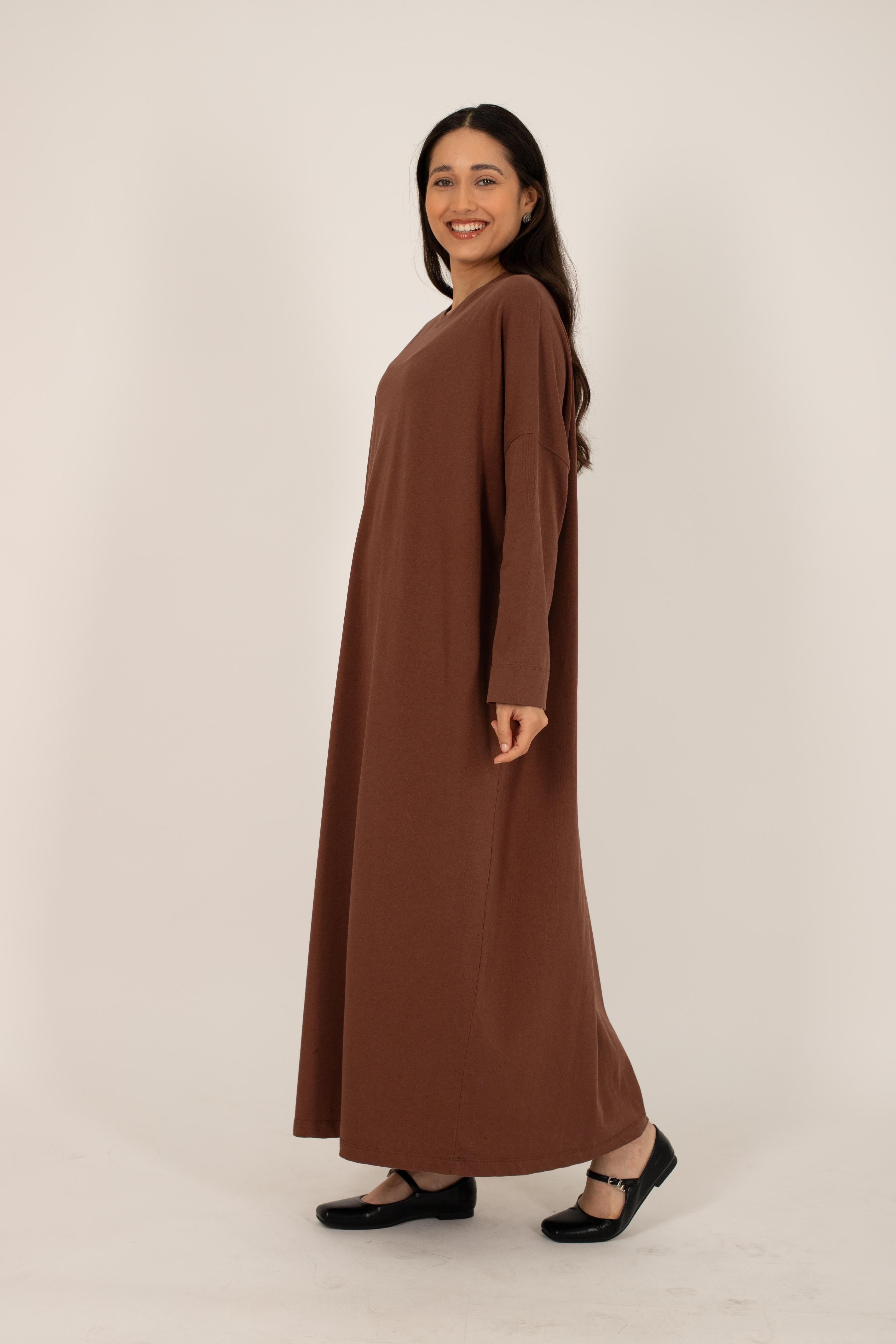 Robe t-shirt essentiel marron