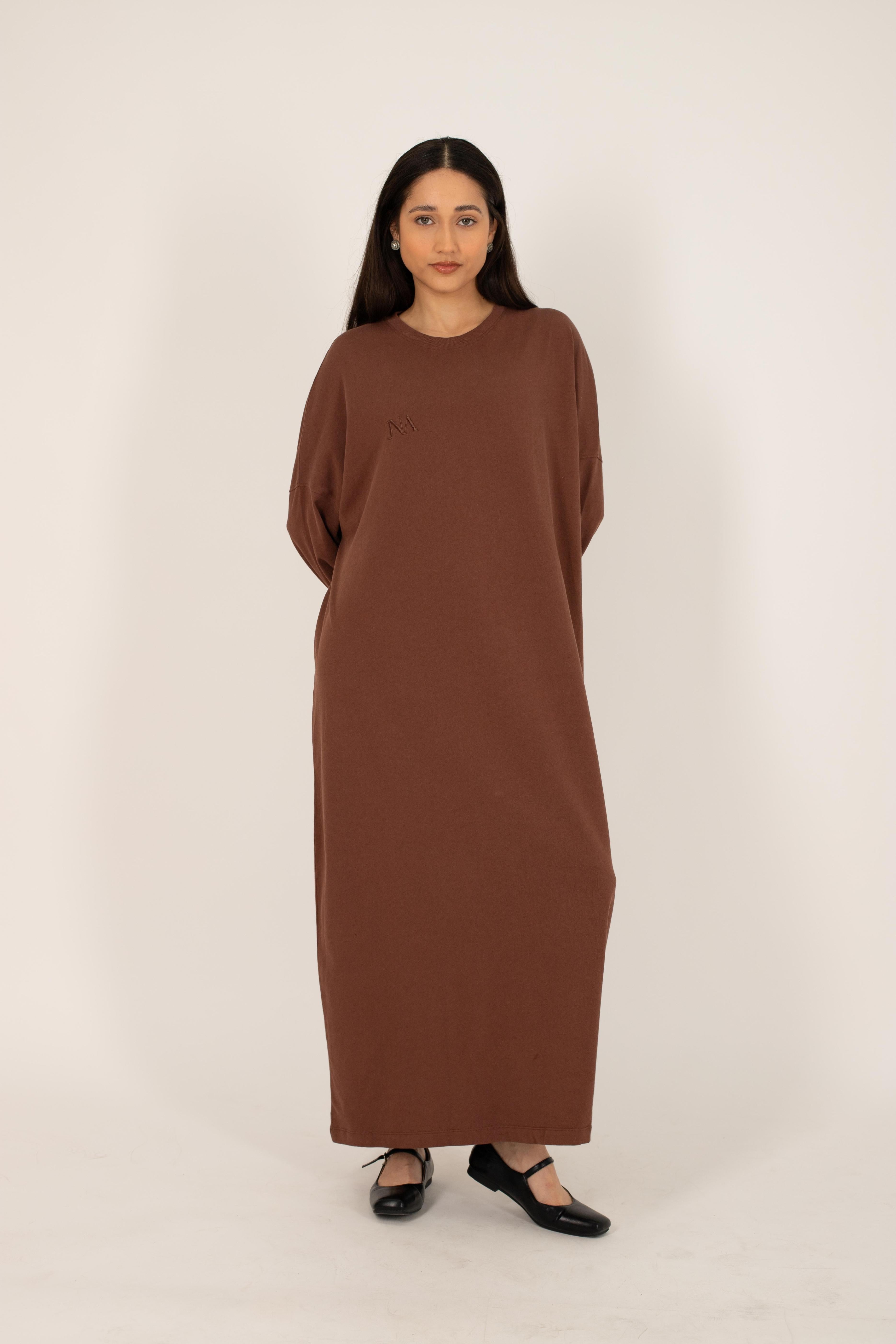 Robe t-shirt essentiel marron