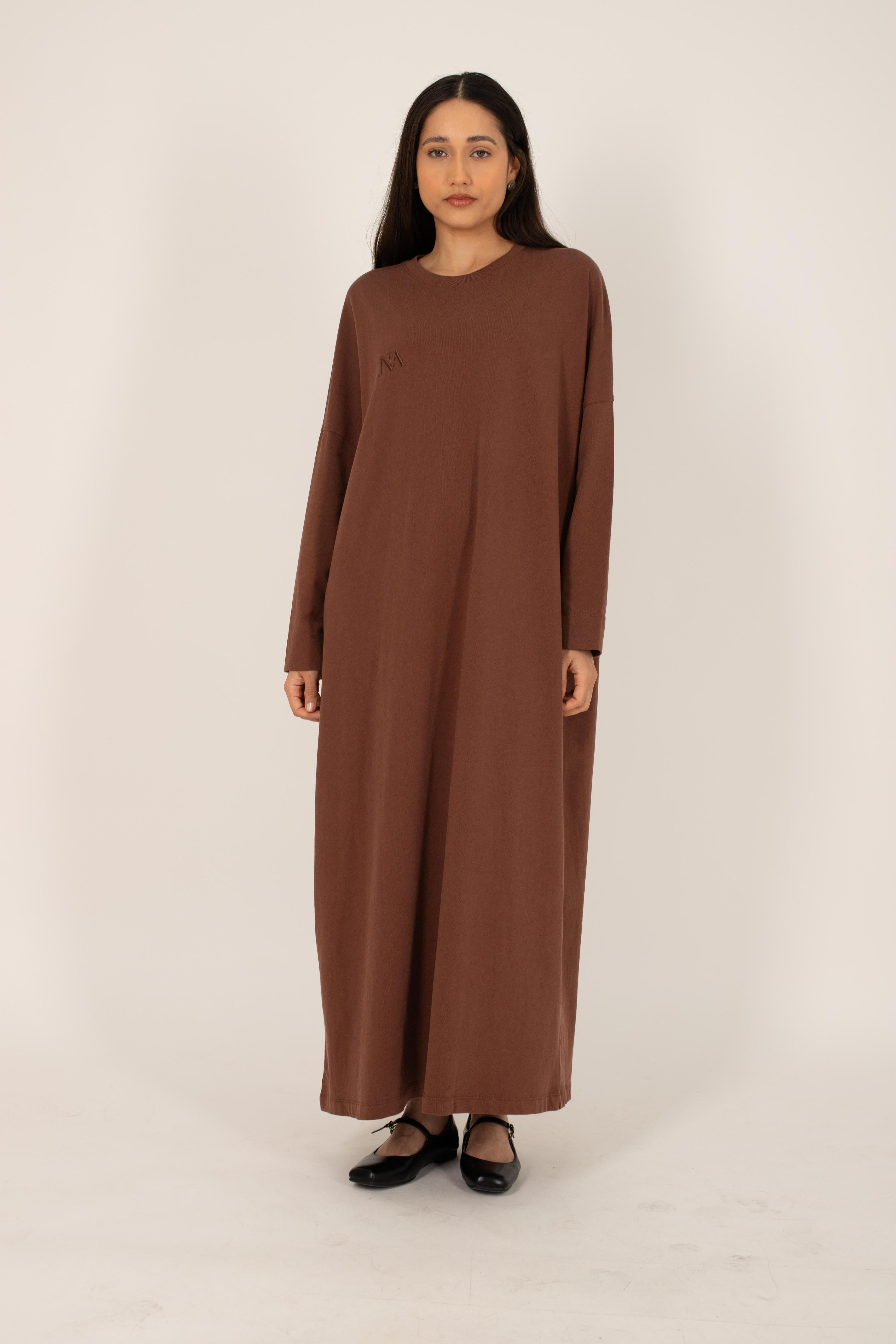 Robe t-shirt essentiel marron