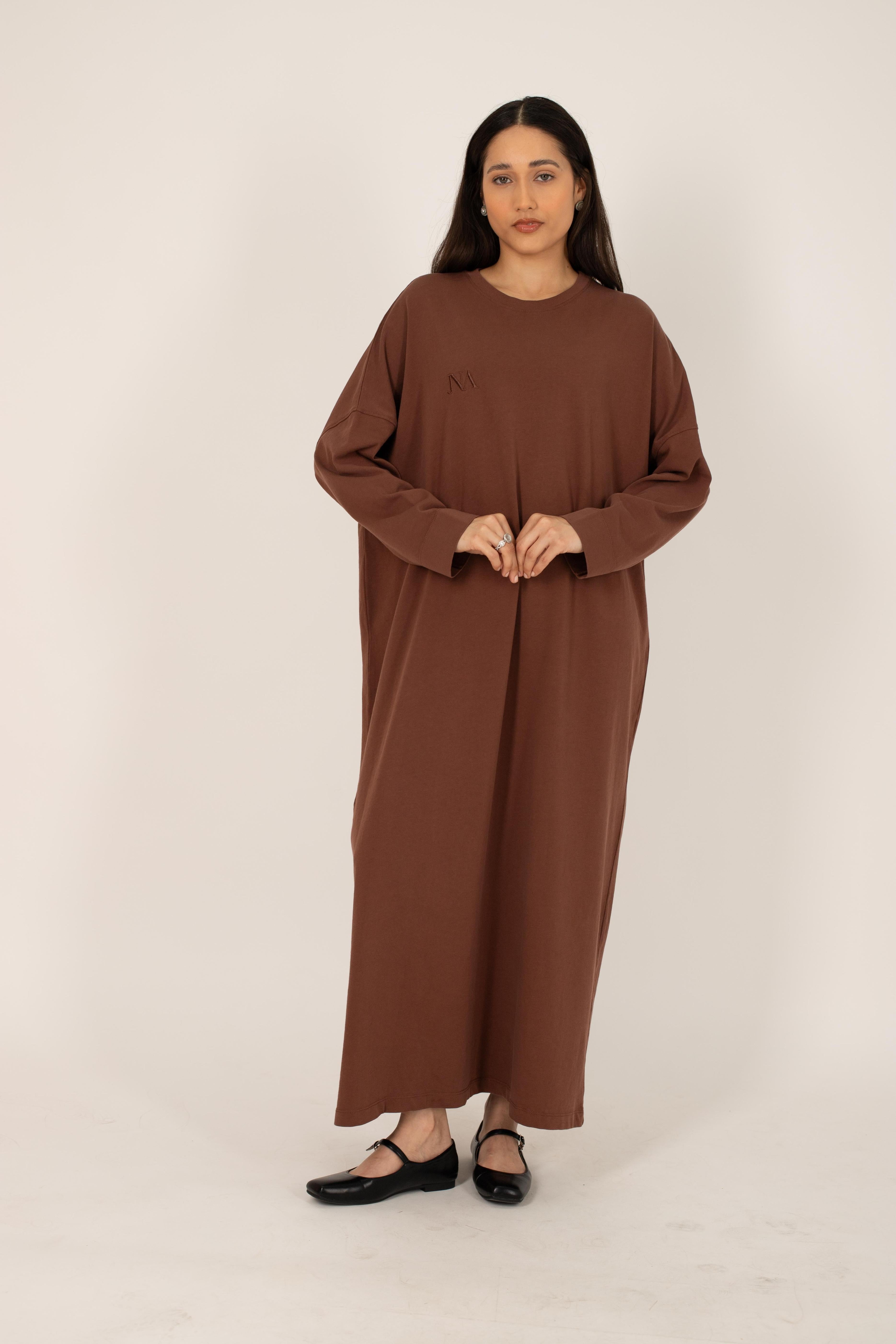 Robe t-shirt essentiel marron