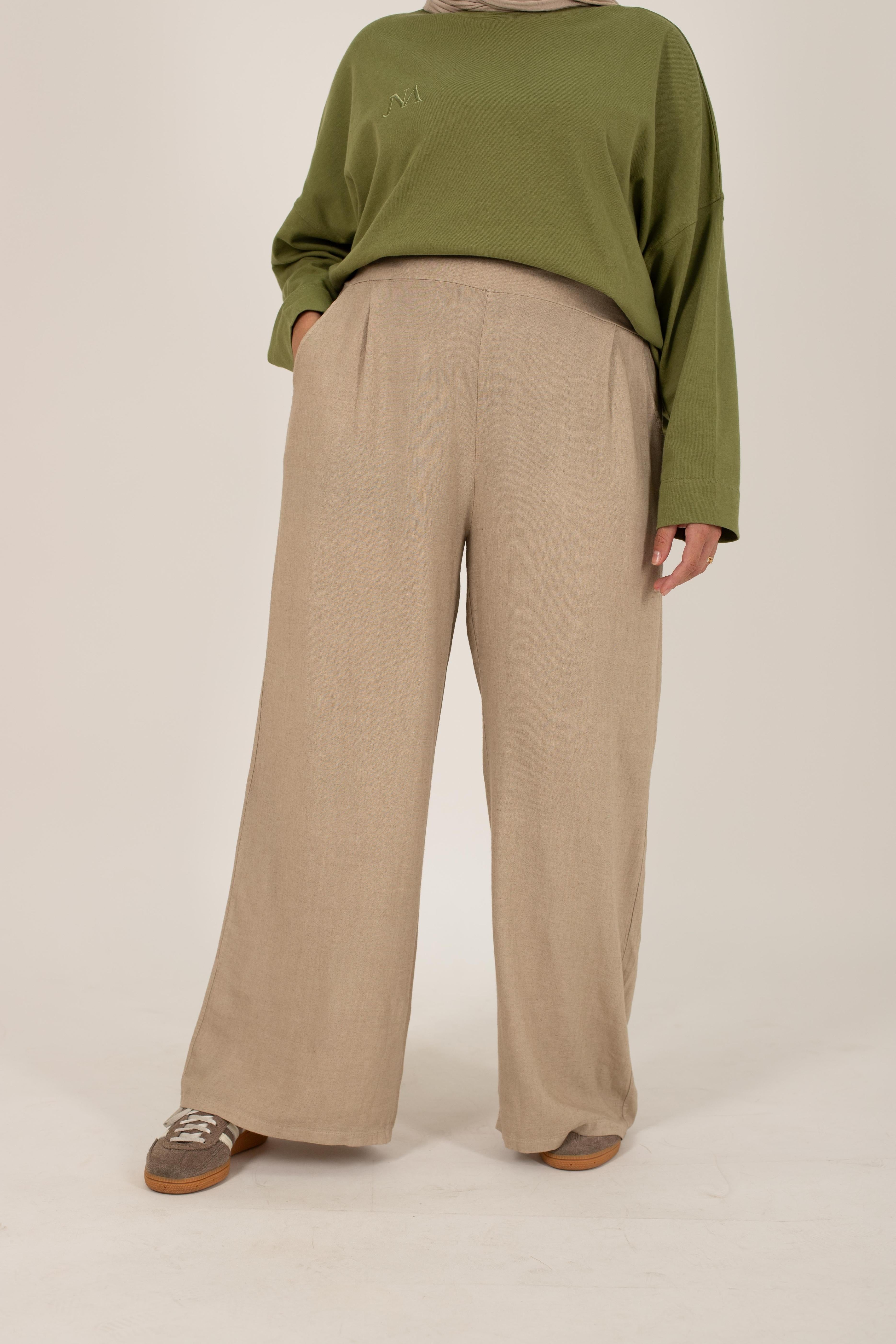 Linen coffee pants