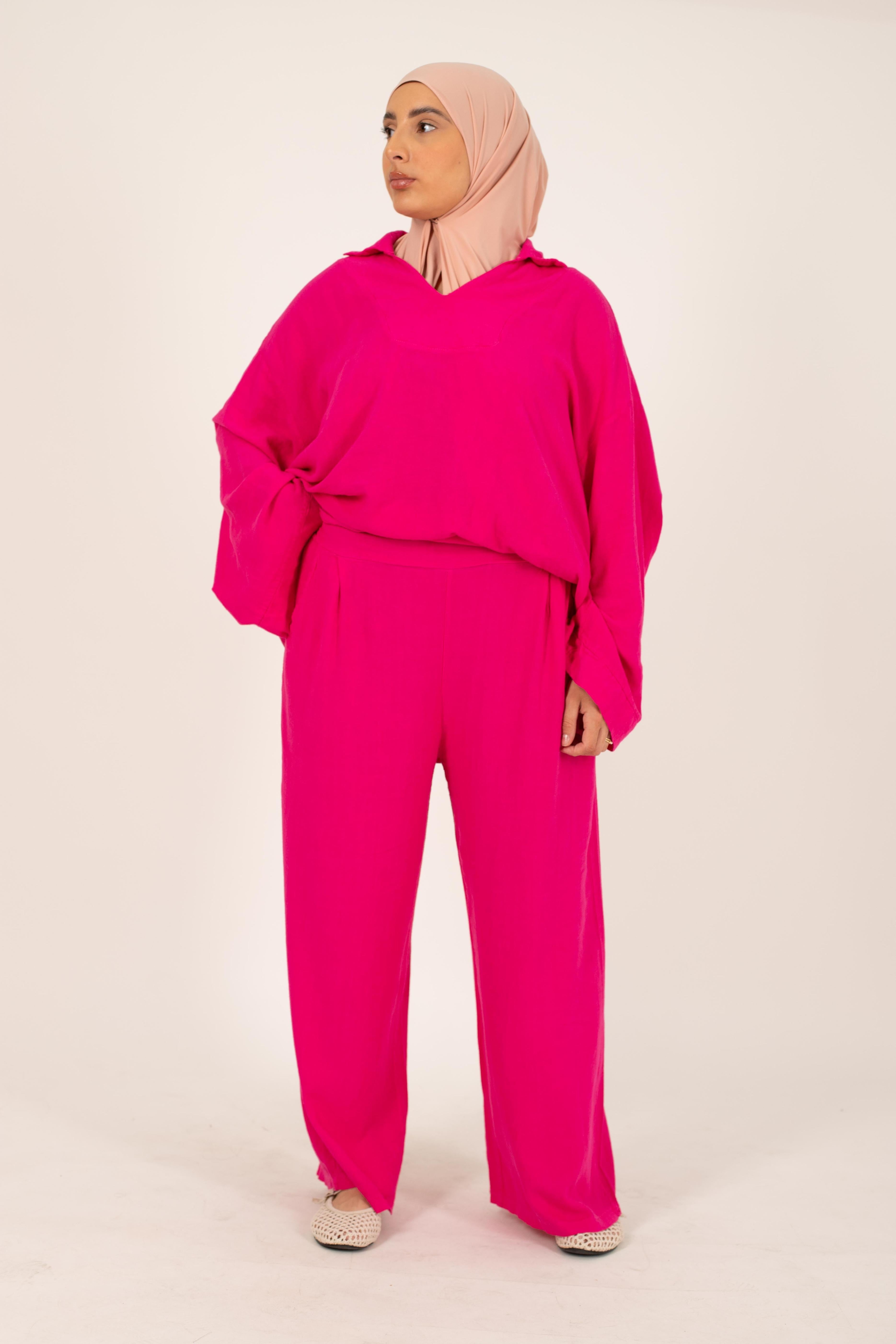 Linen fuschia pants