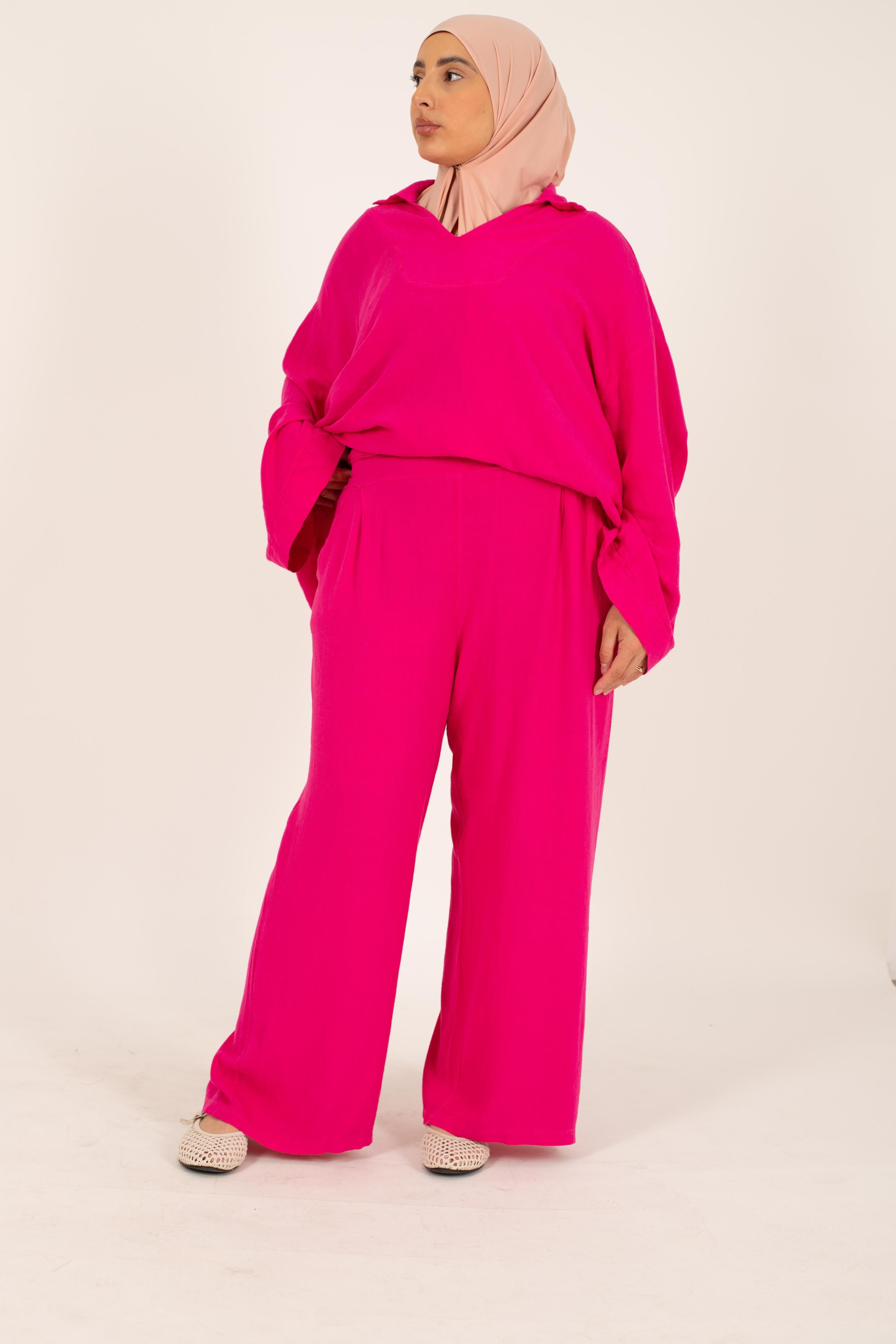 Linen fuschia pants