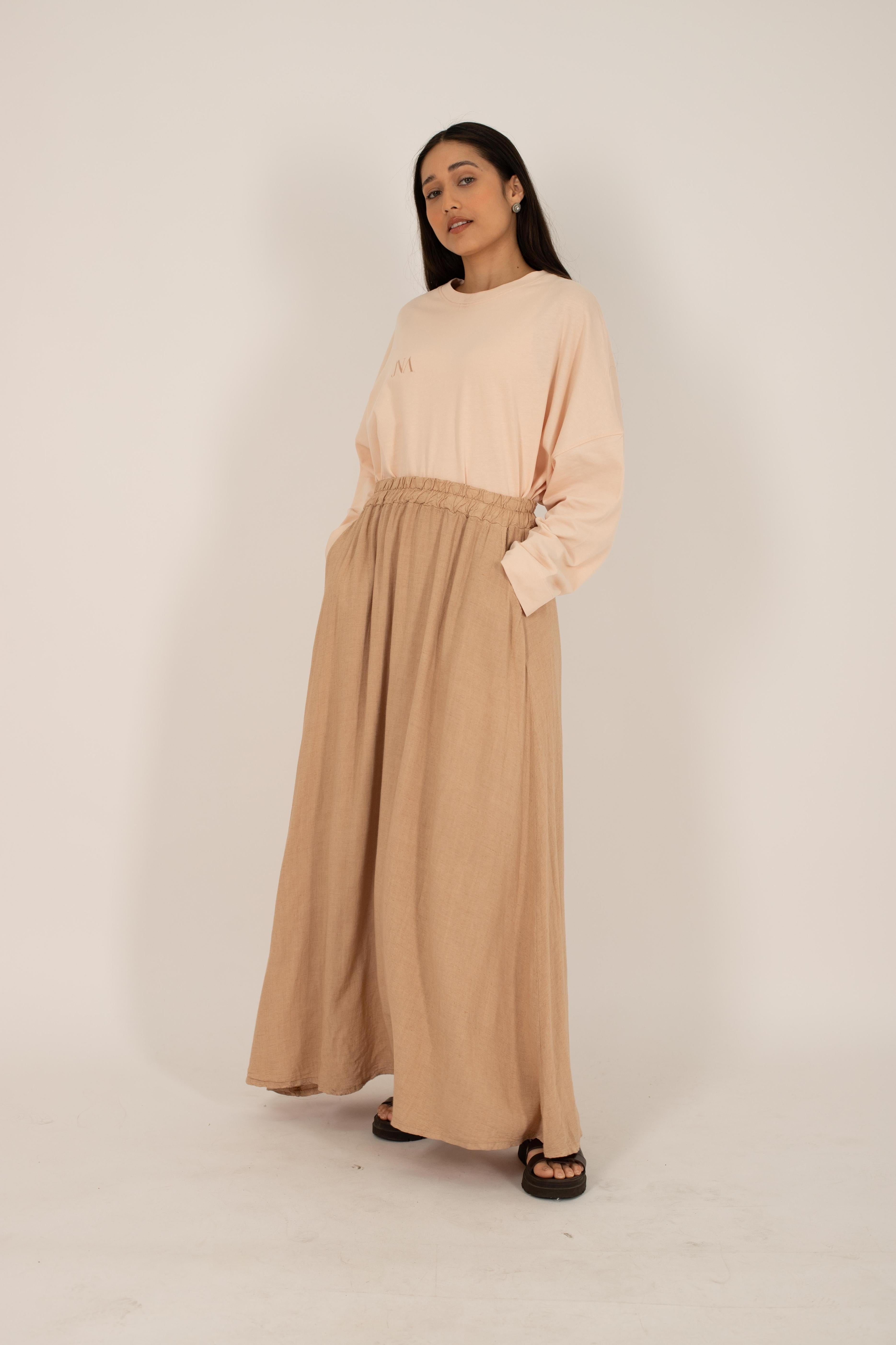 Skirt linen peach