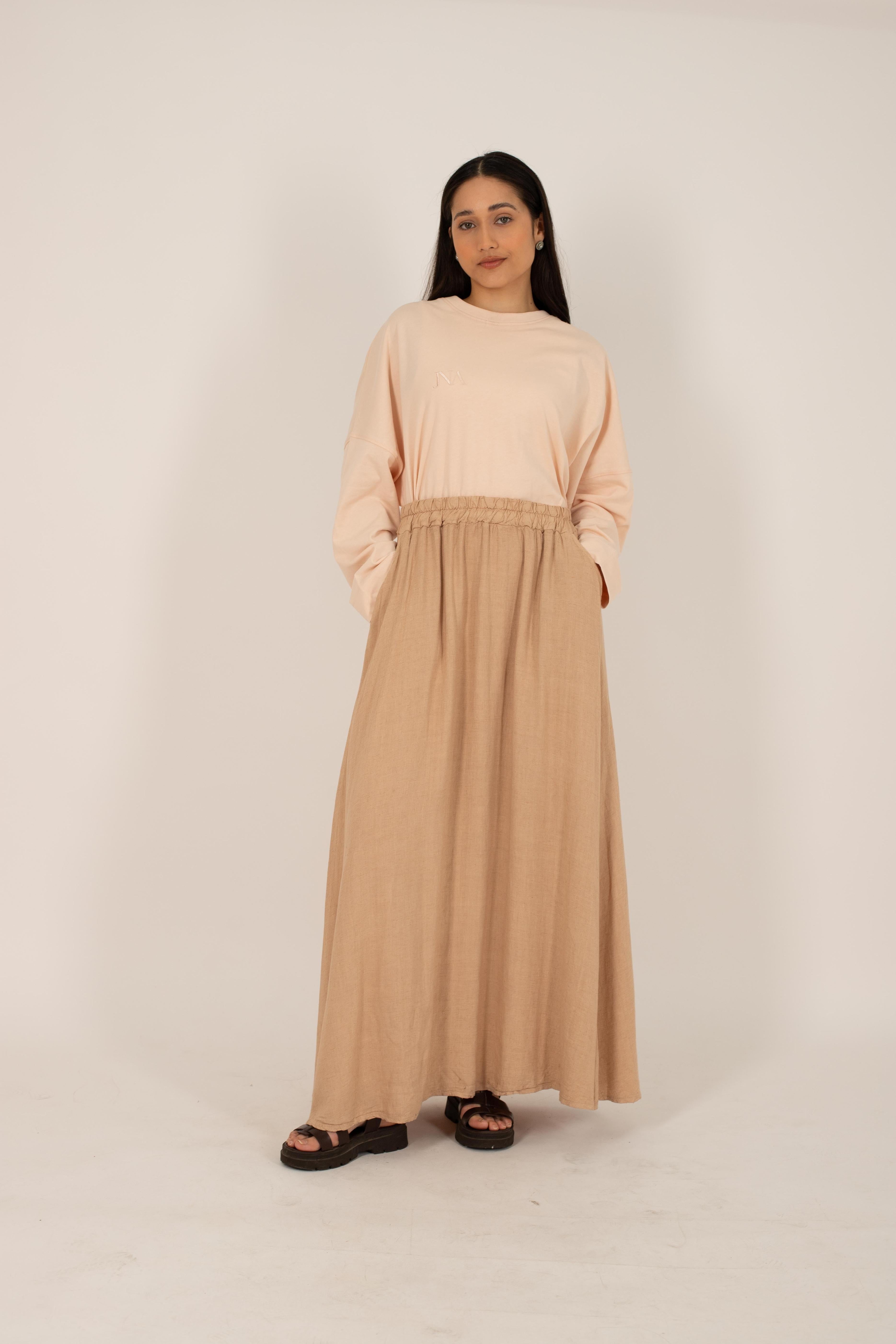 Skirt linen peach