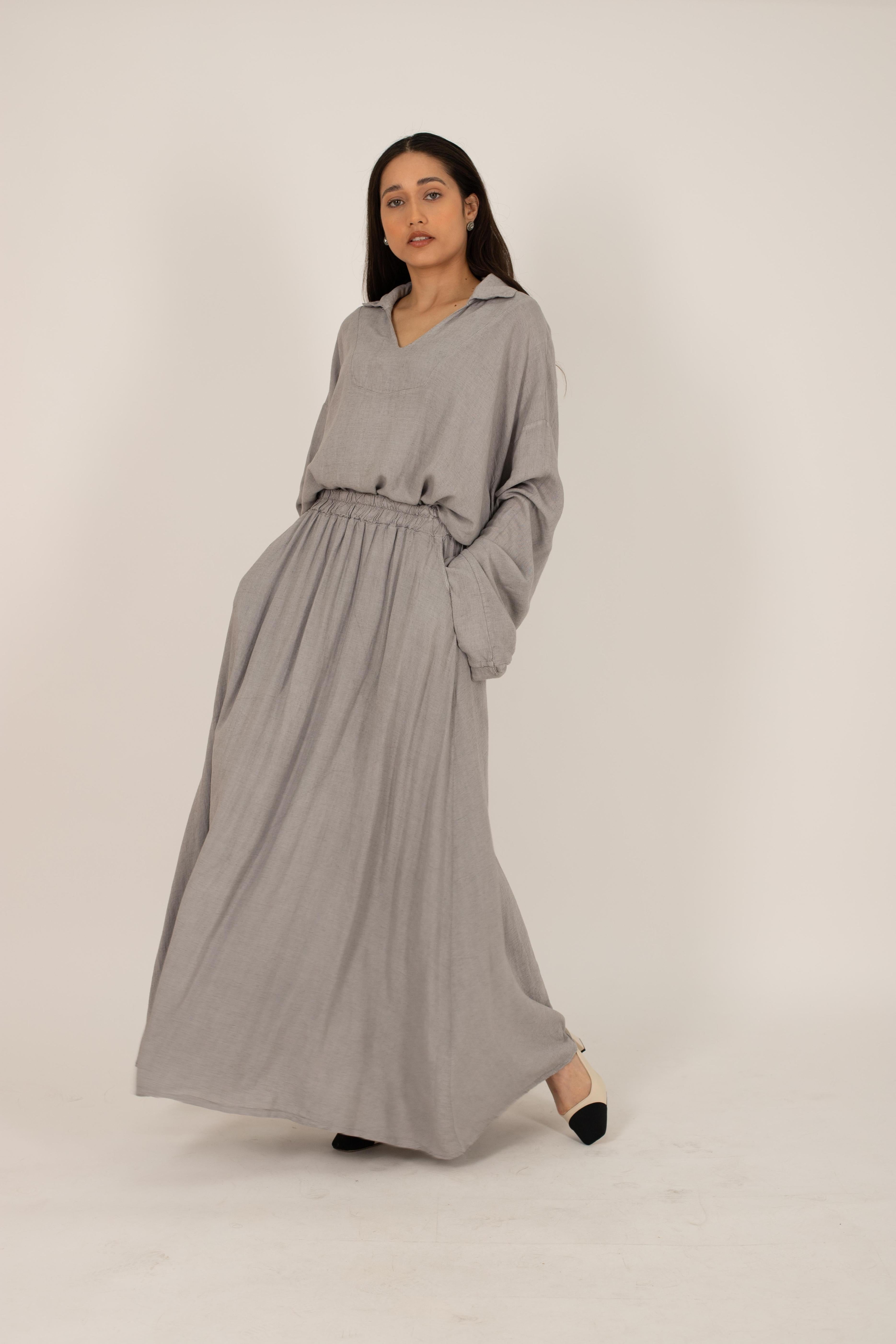 Skirt linen grey