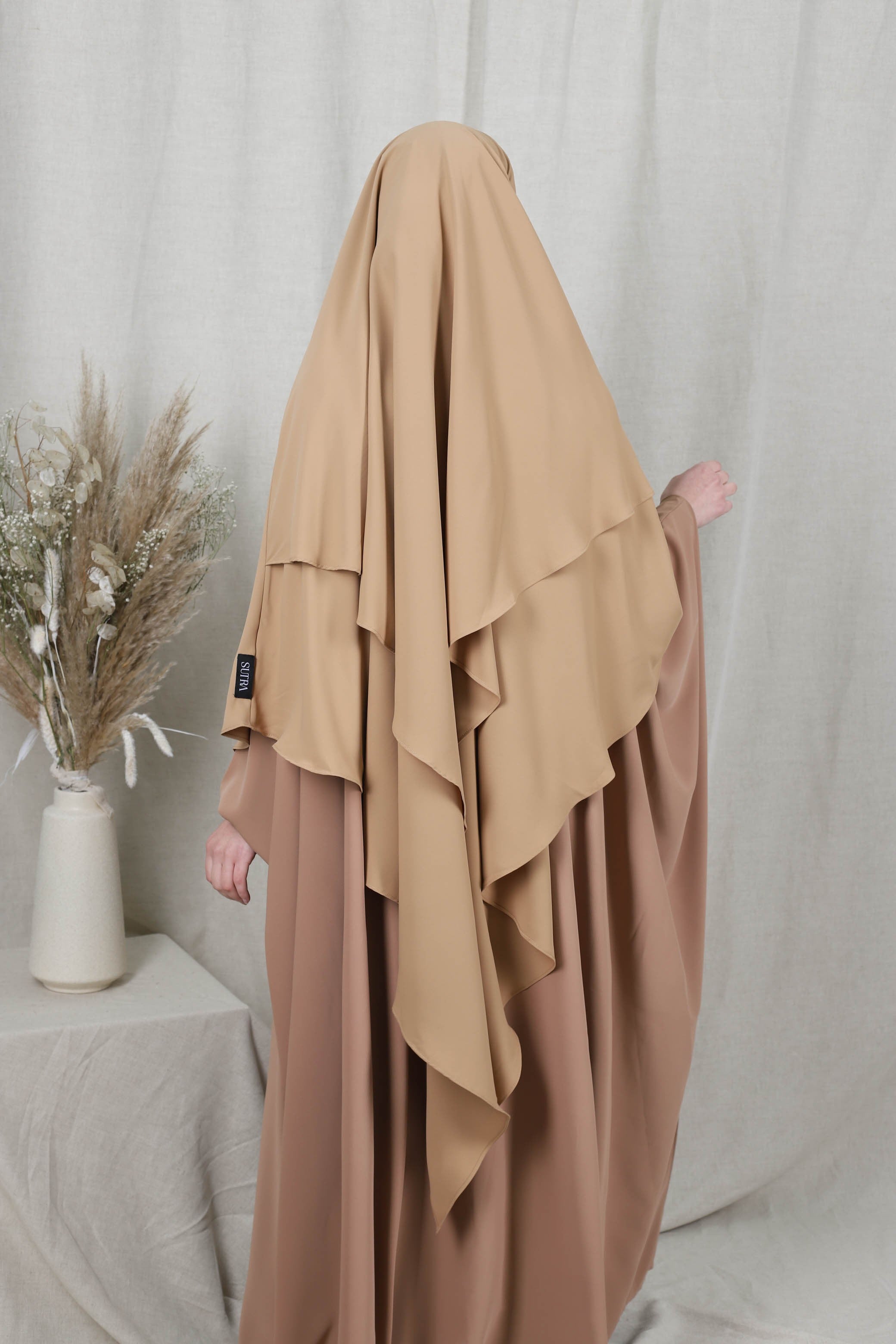 Khimar 2 voiles camel