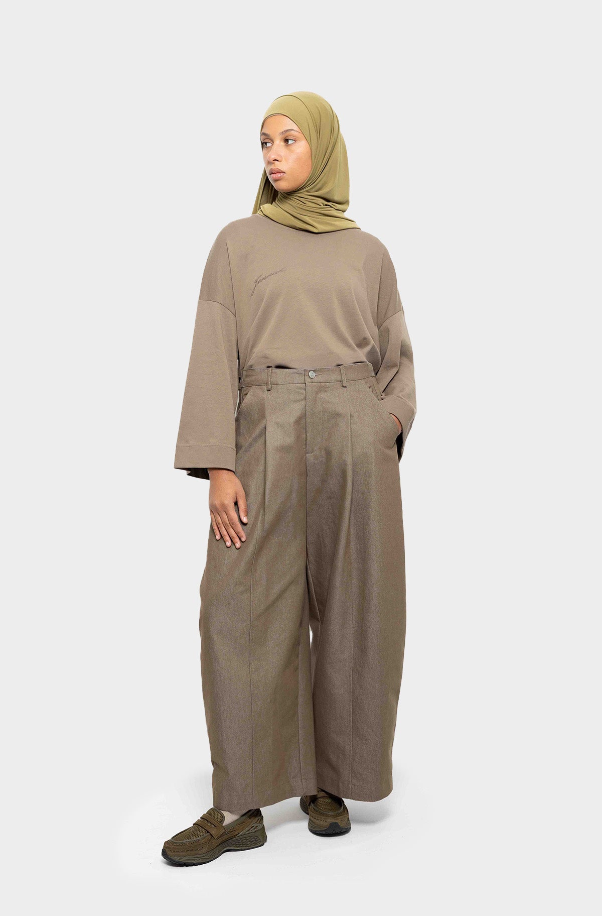 Pantalon barrel kaki