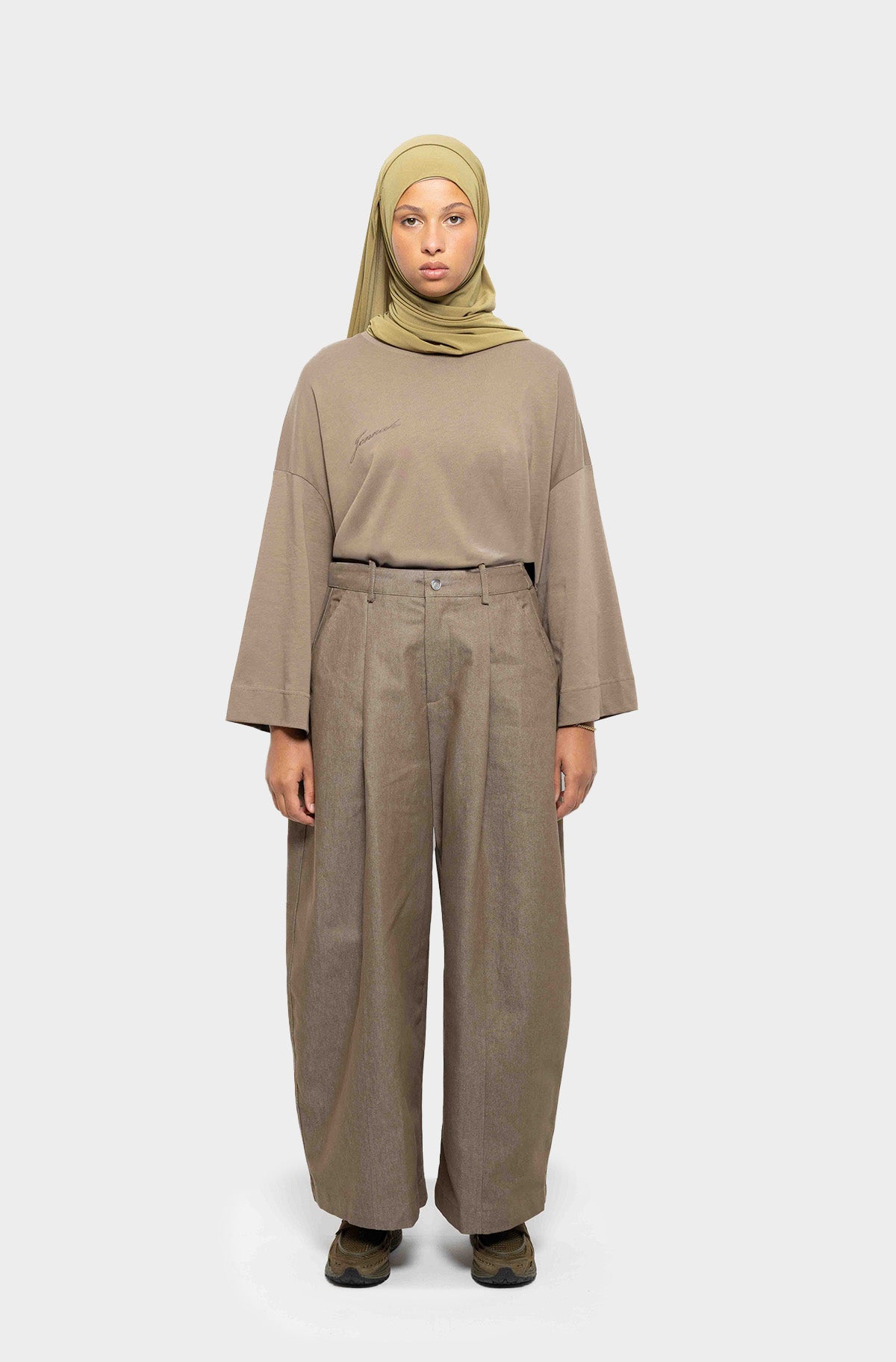 Pantalon barrel kaki