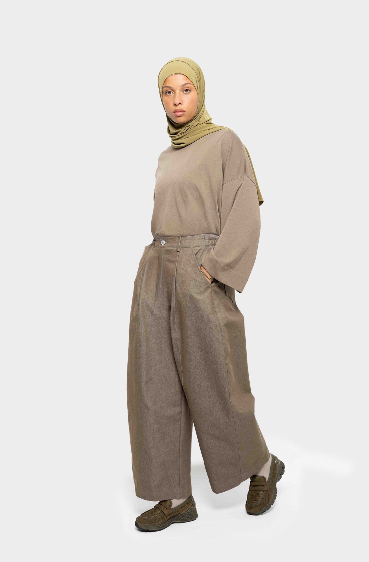 Pantalon barrel kaki