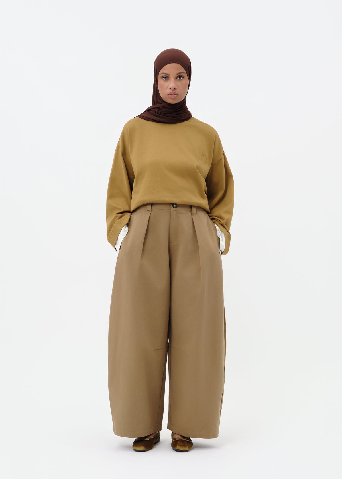 Pantalon barrel olive