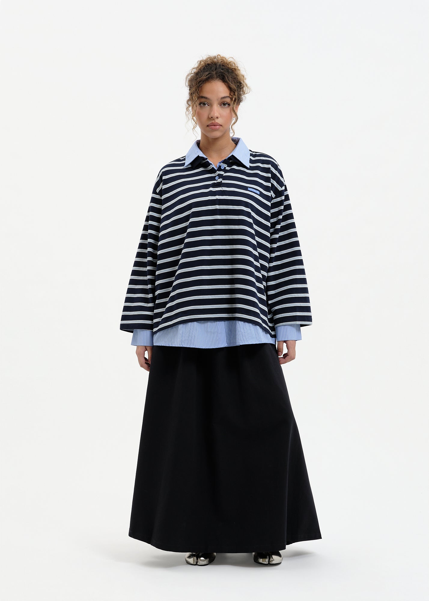 Navy blue stripe polo