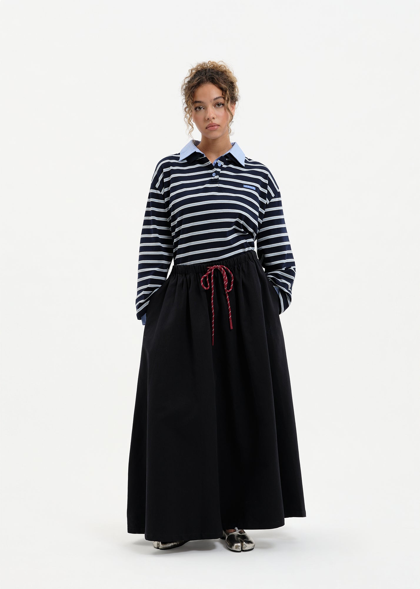 Oversized skirt coton navy