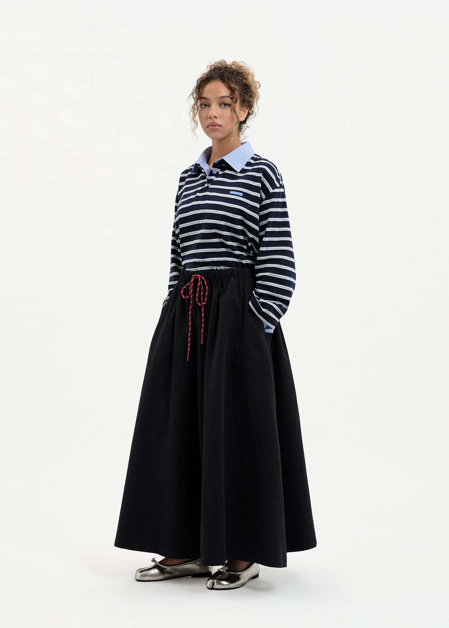 Oversized skirt coton navy