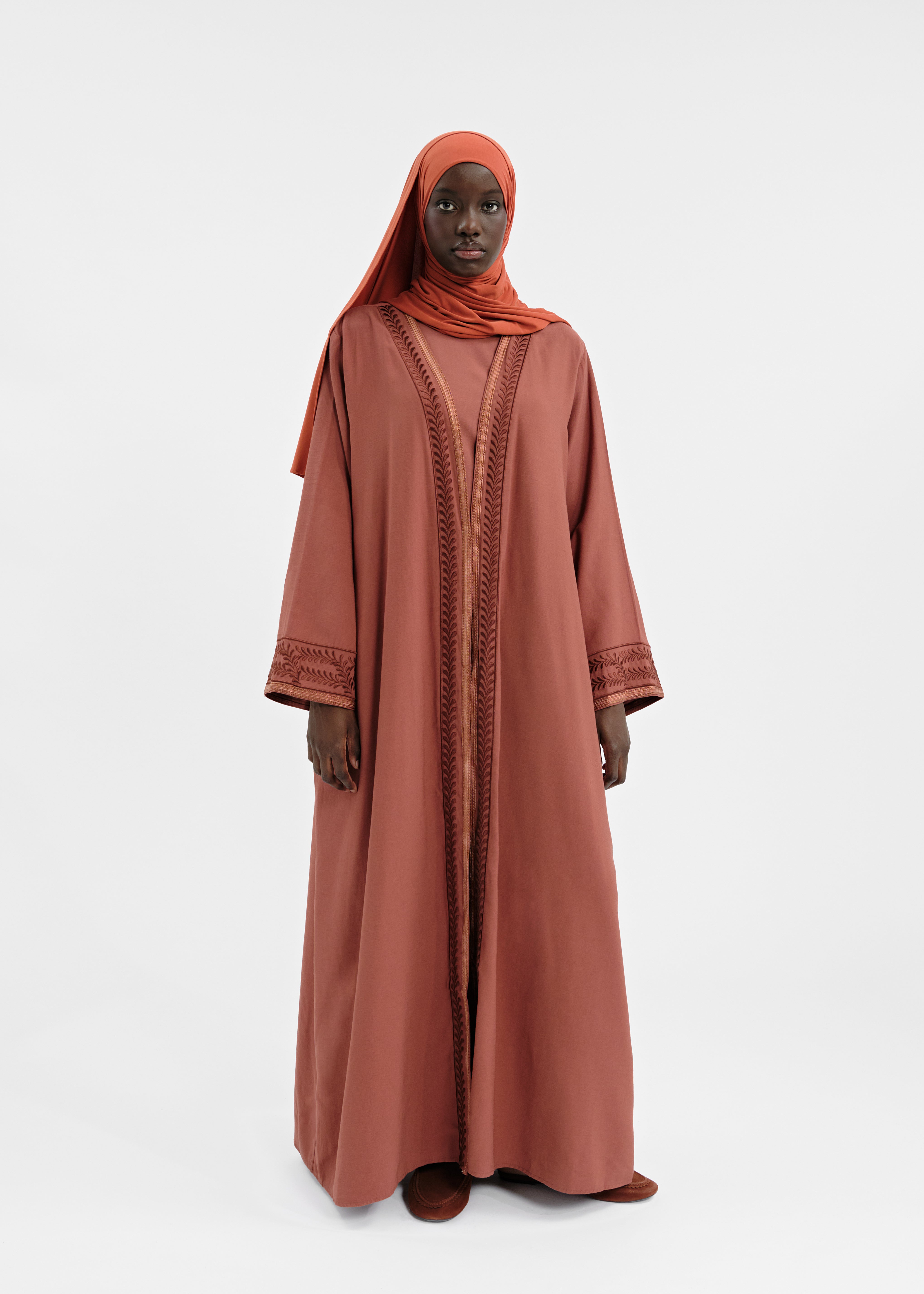 Abaya set safsaf terracotta