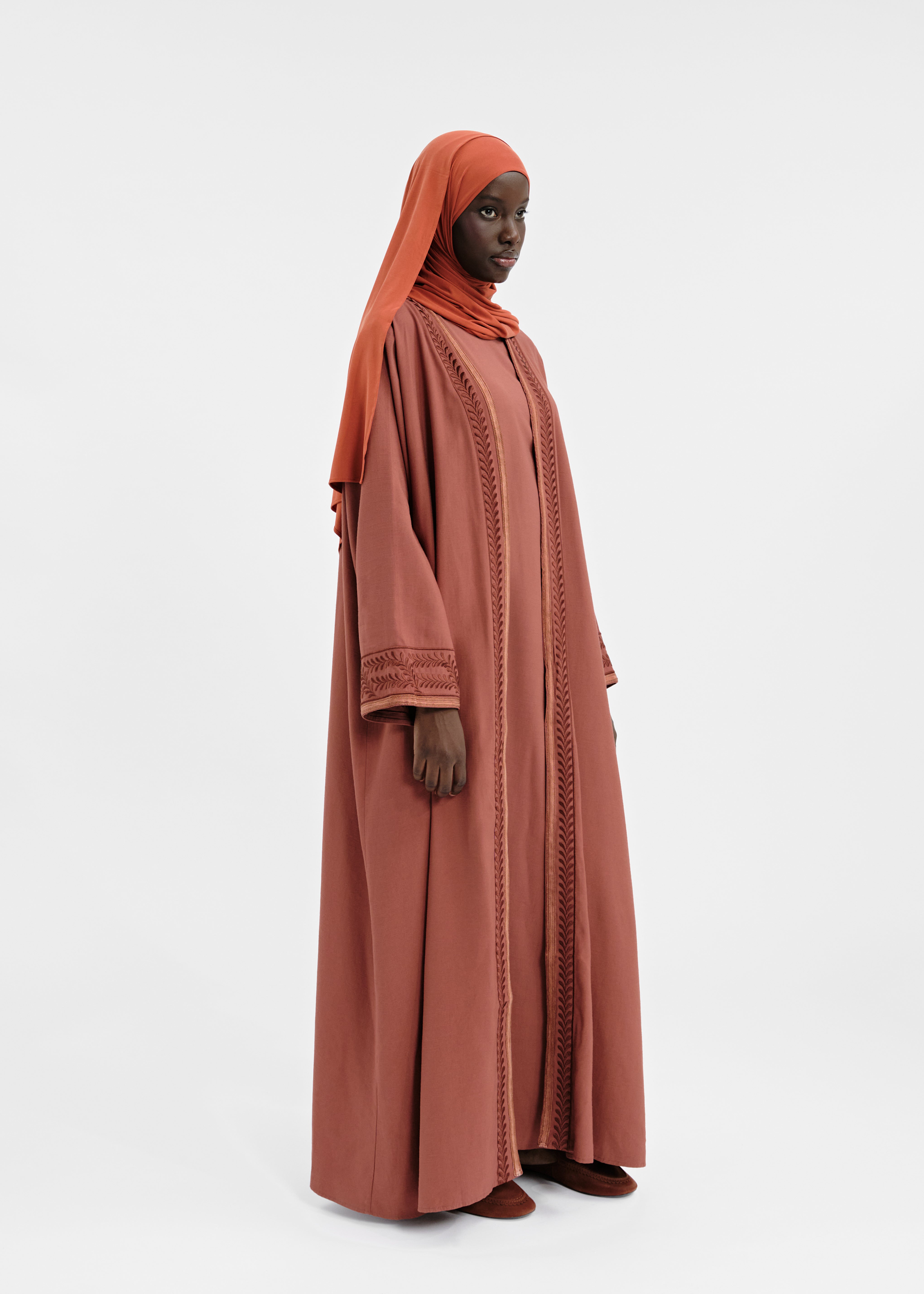 Abaya set safsaf terracotta