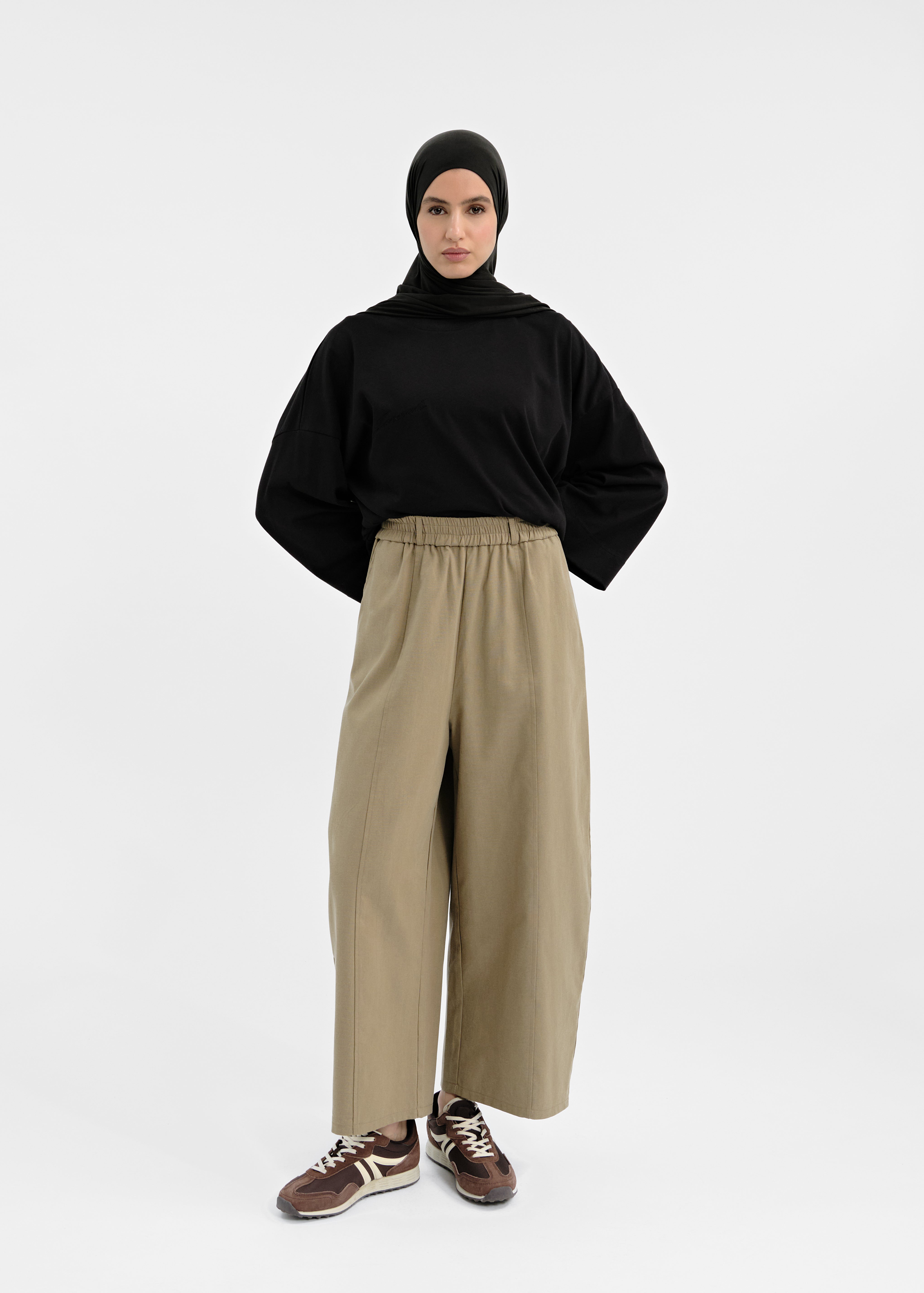 Pantalon barrel olive