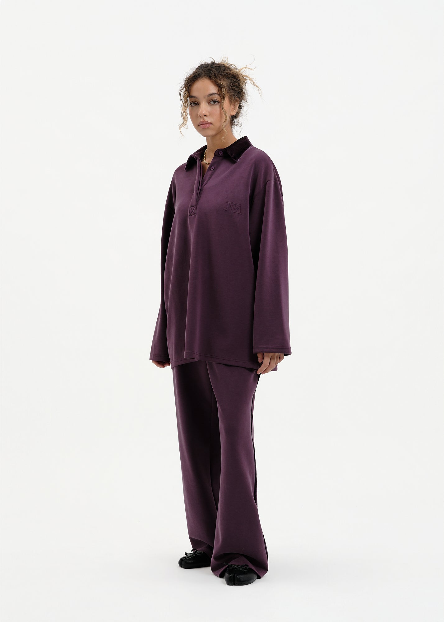 Ensemble polo velours prune