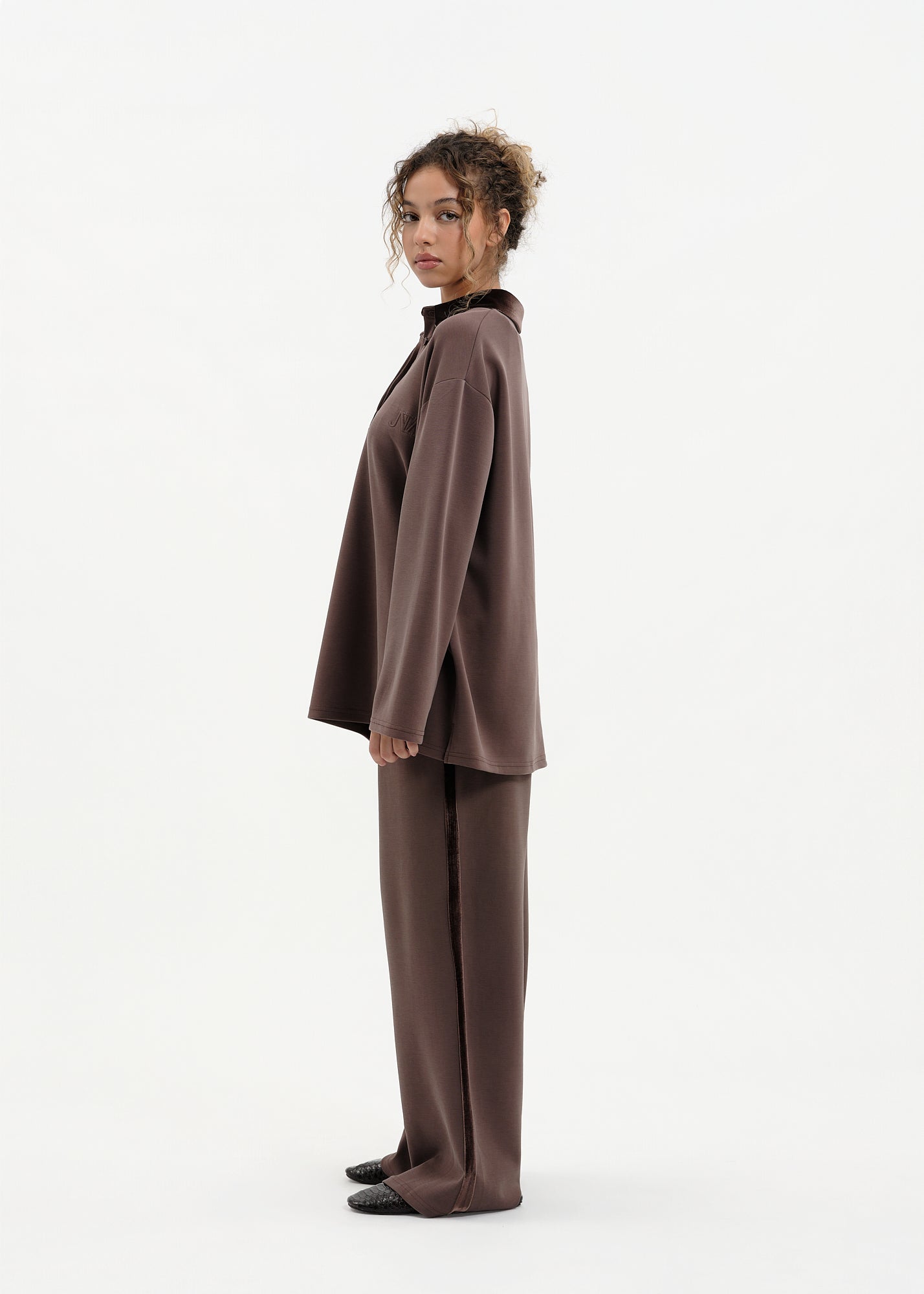 Ensemble polo velours marron
