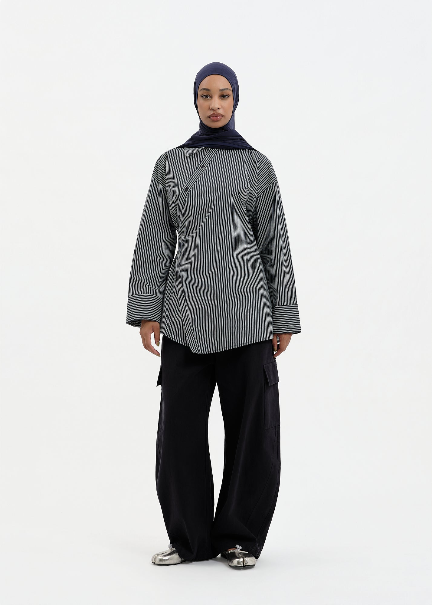 Chemise à nouer bleu marine