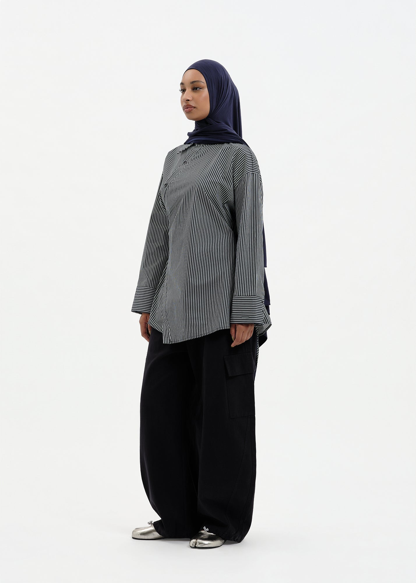Chemise à nouer bleu marine