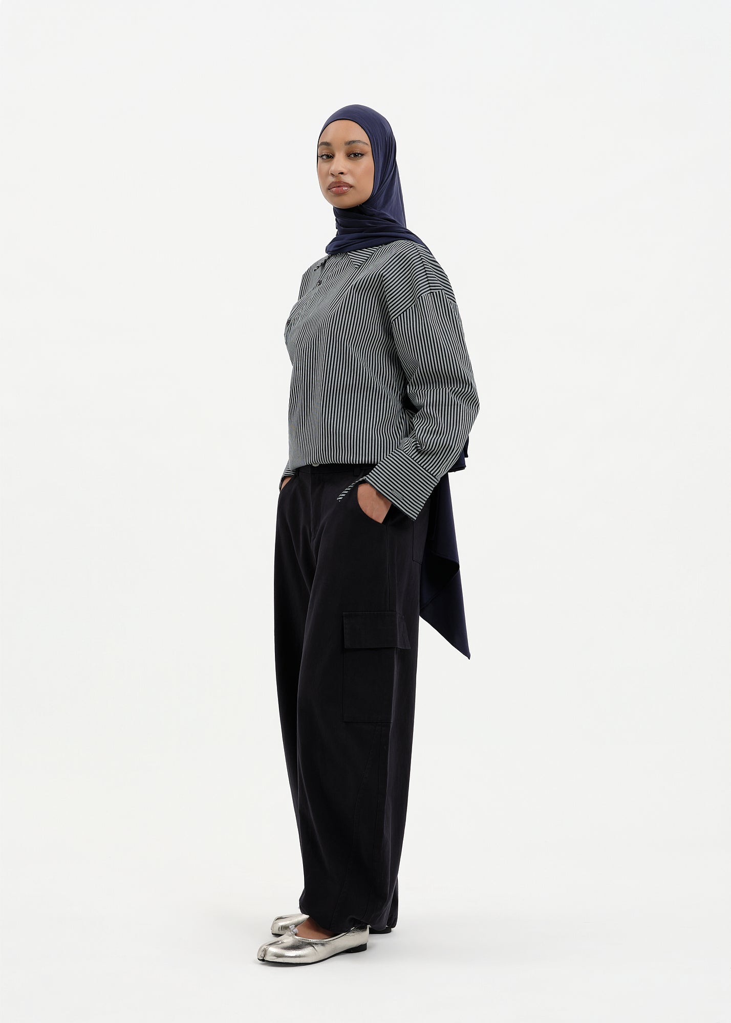 Pantalon cargo bleu marine