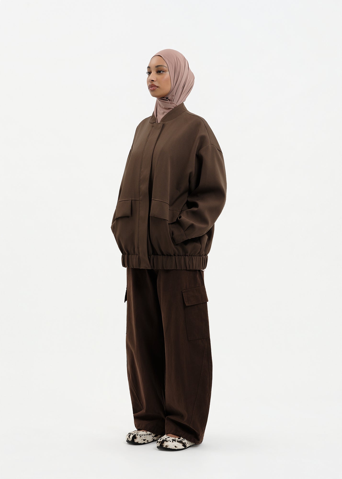 Bomber oversize marron