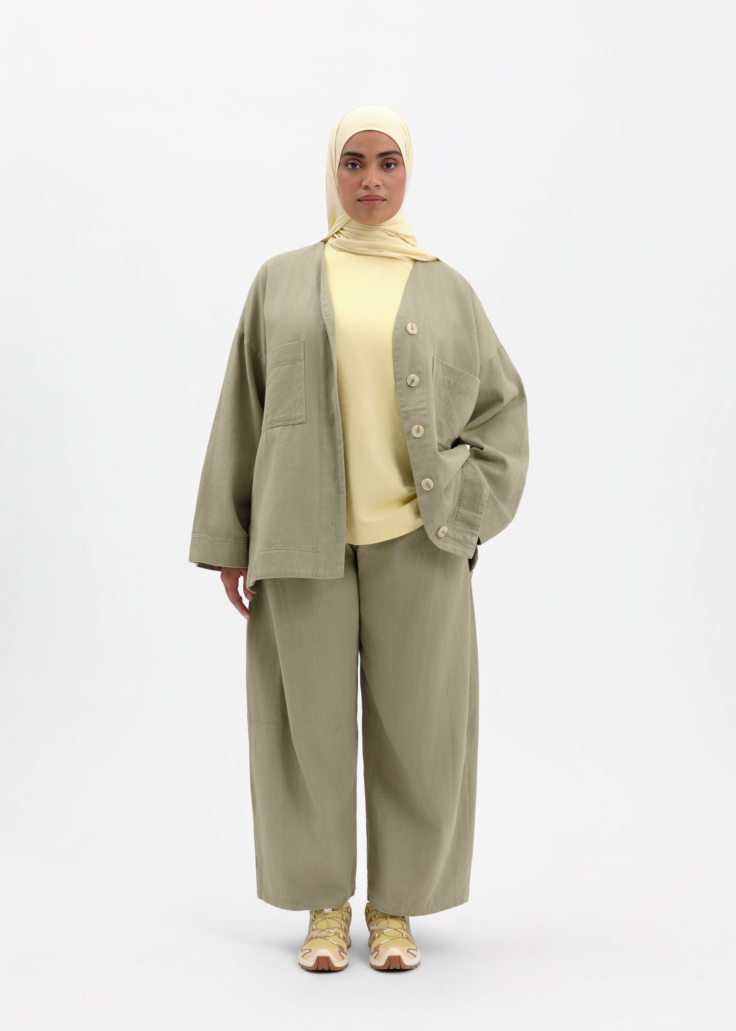 Pantalon barrel olive
