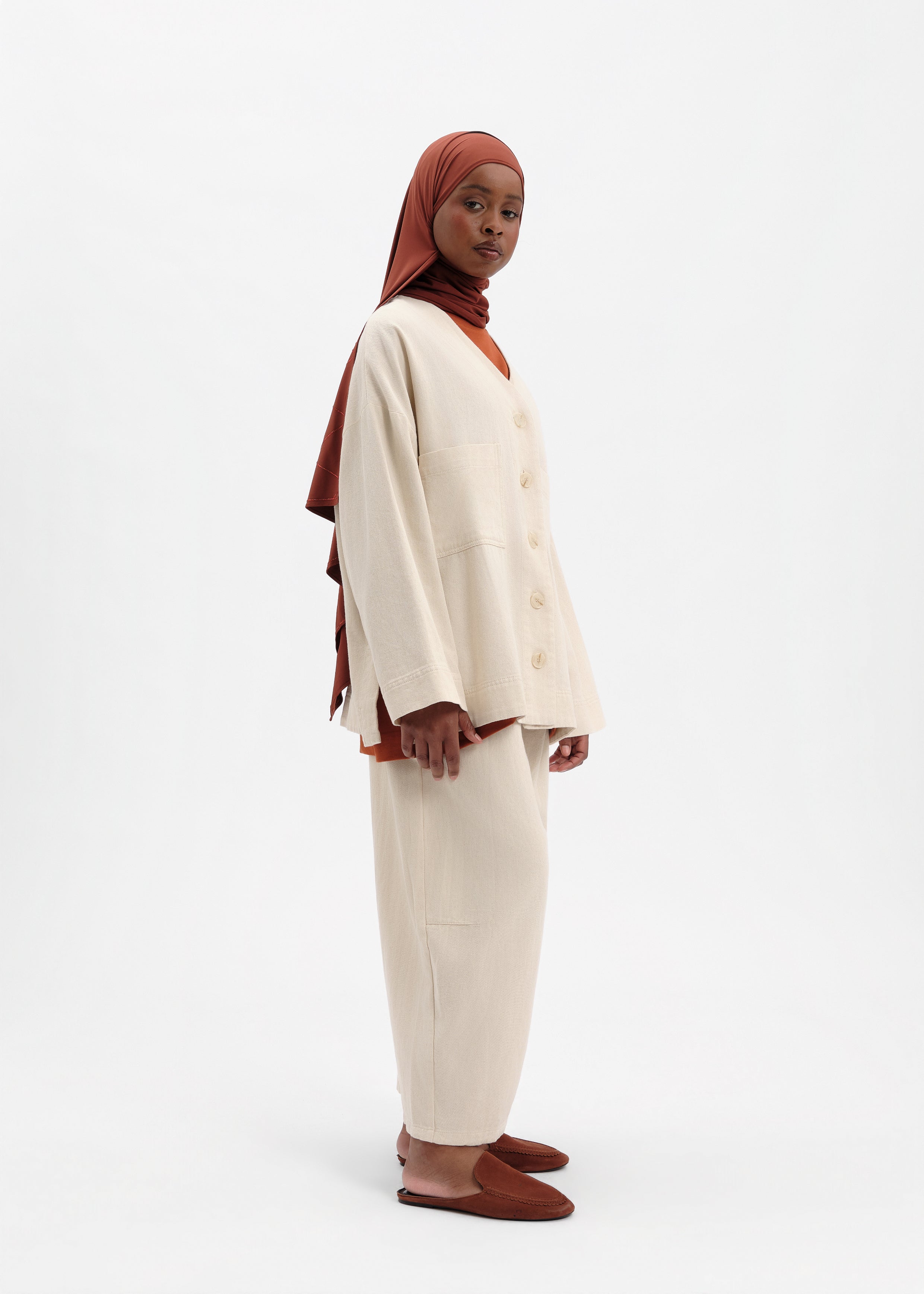 Veste oversize coton beige