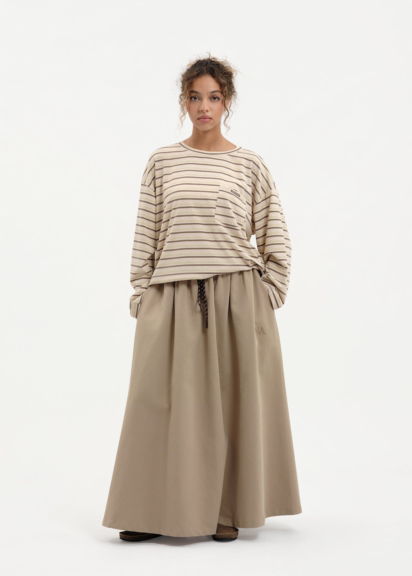 Oversized skirt coton beige 