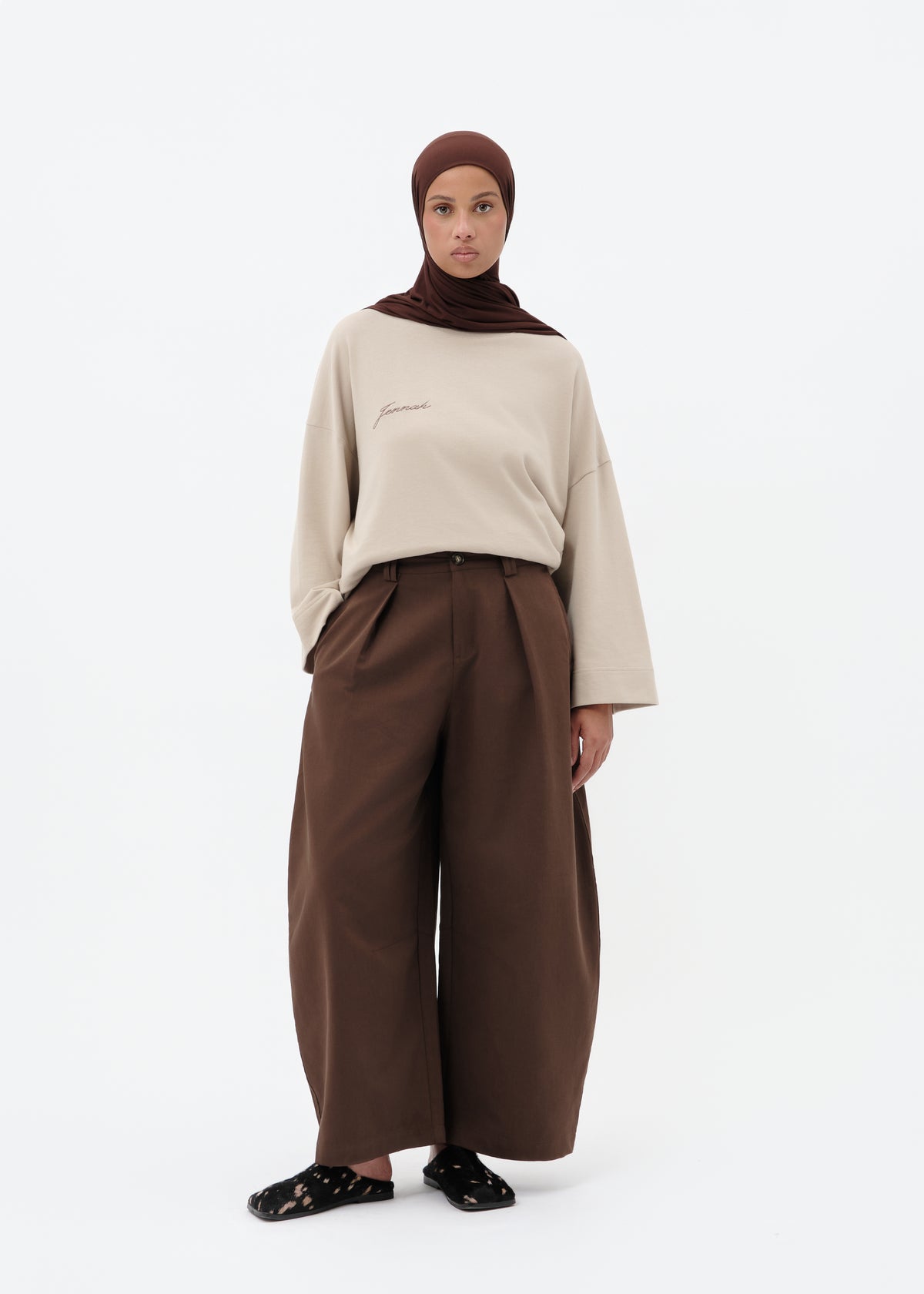 Pantalon barrel marron
