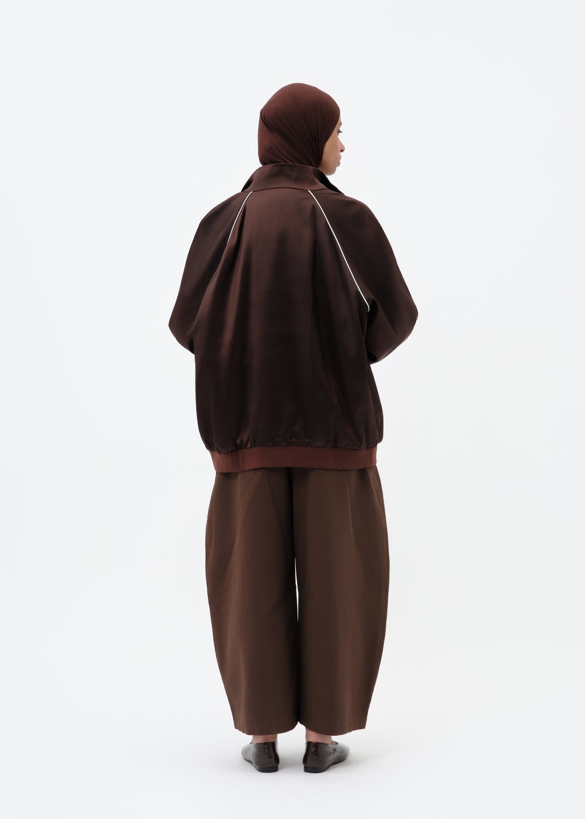 Blouson silky oversize marron