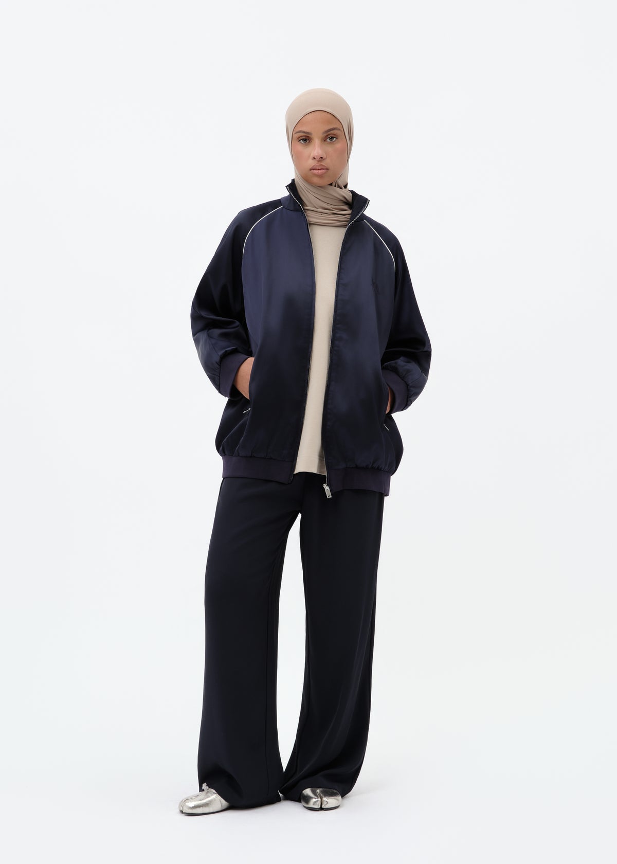 Jacket silky oversize navy
