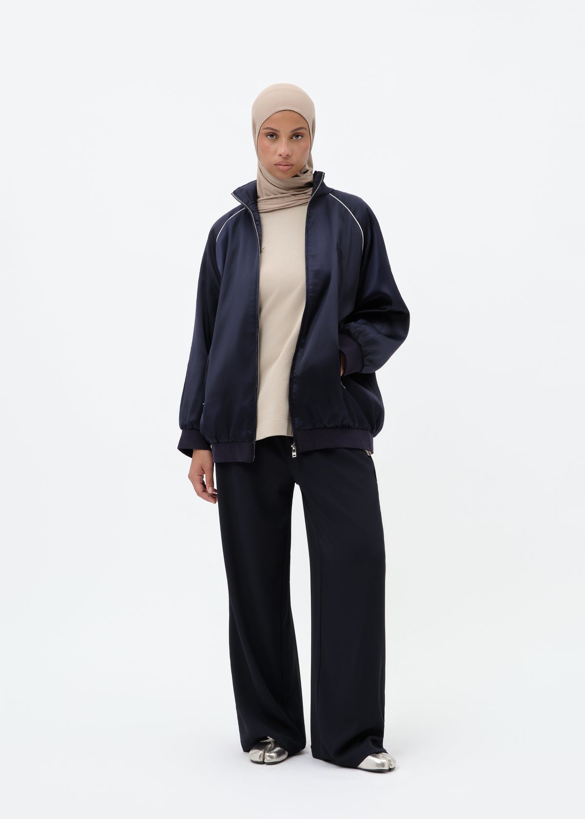 Jacket silky oversize navy