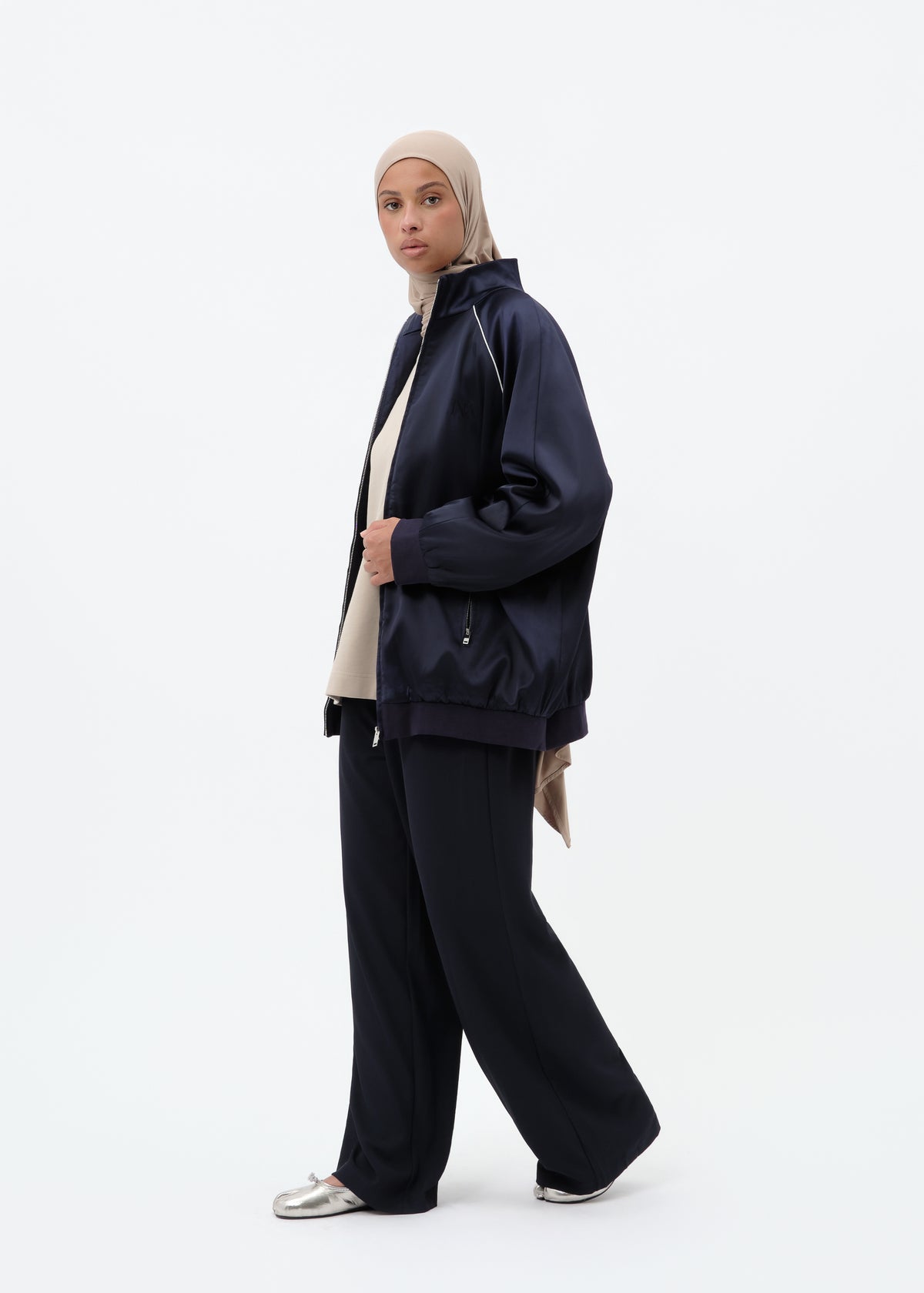 Jacket silky oversize navy