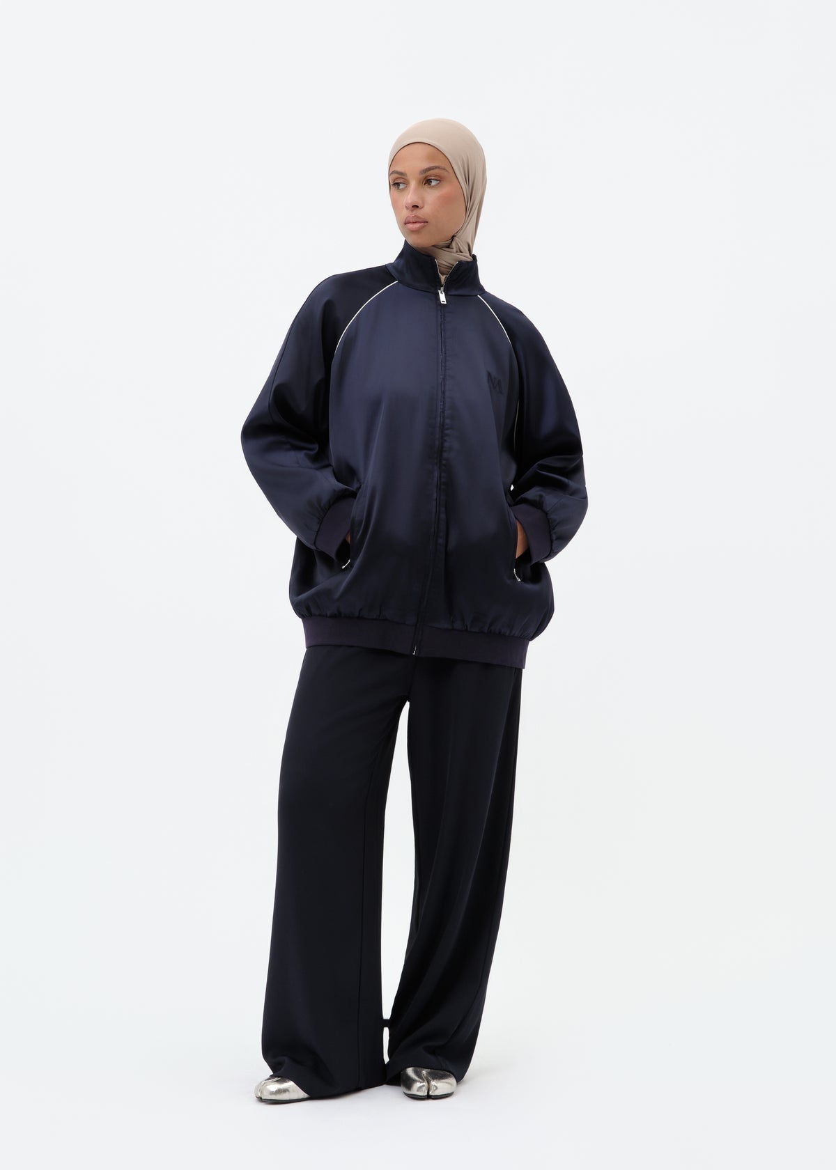 Jacket silky oversize navy