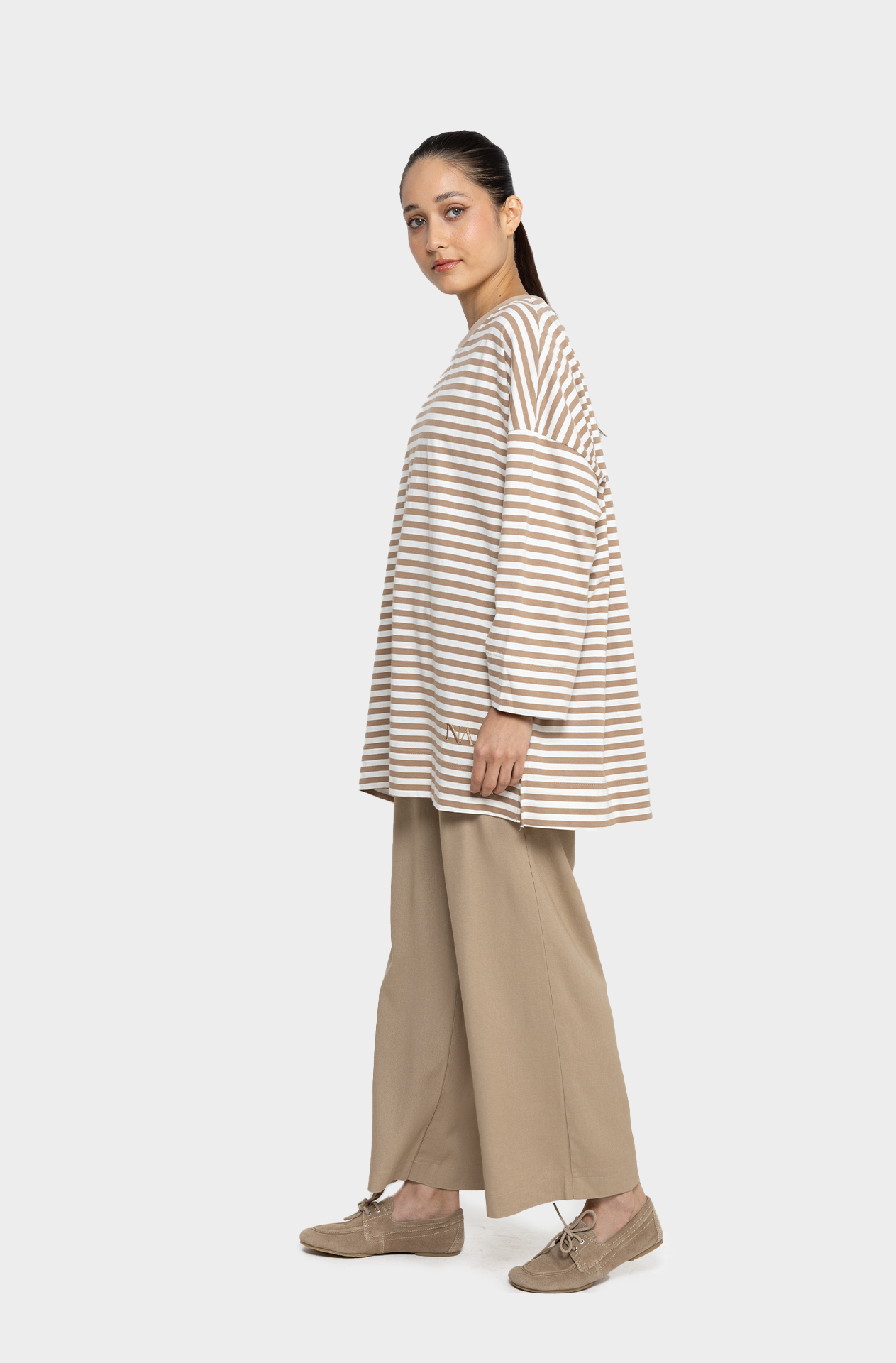 Beige/ecru striped sailor T-shirt