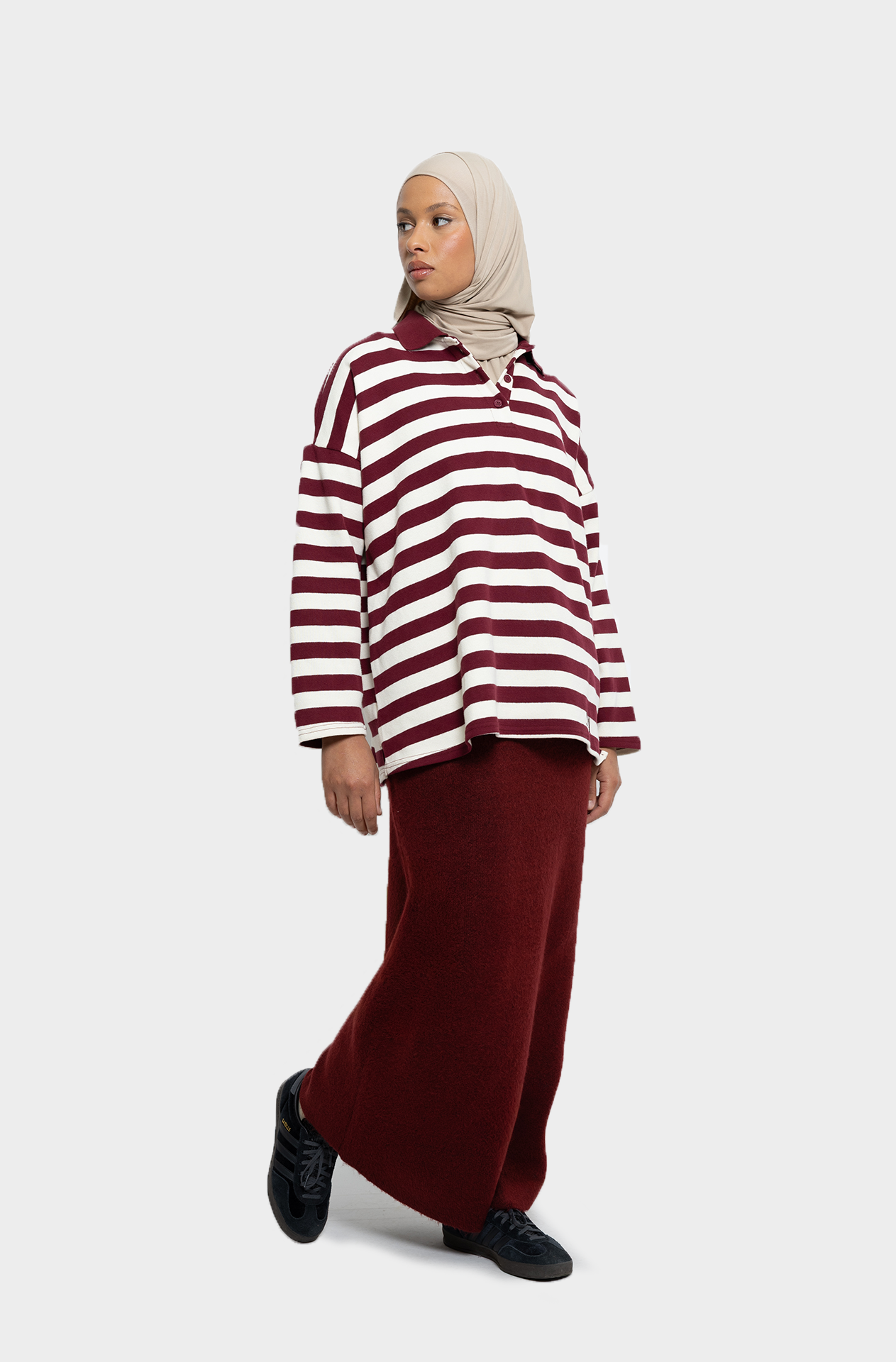 Jupe droite en laine bordeaux