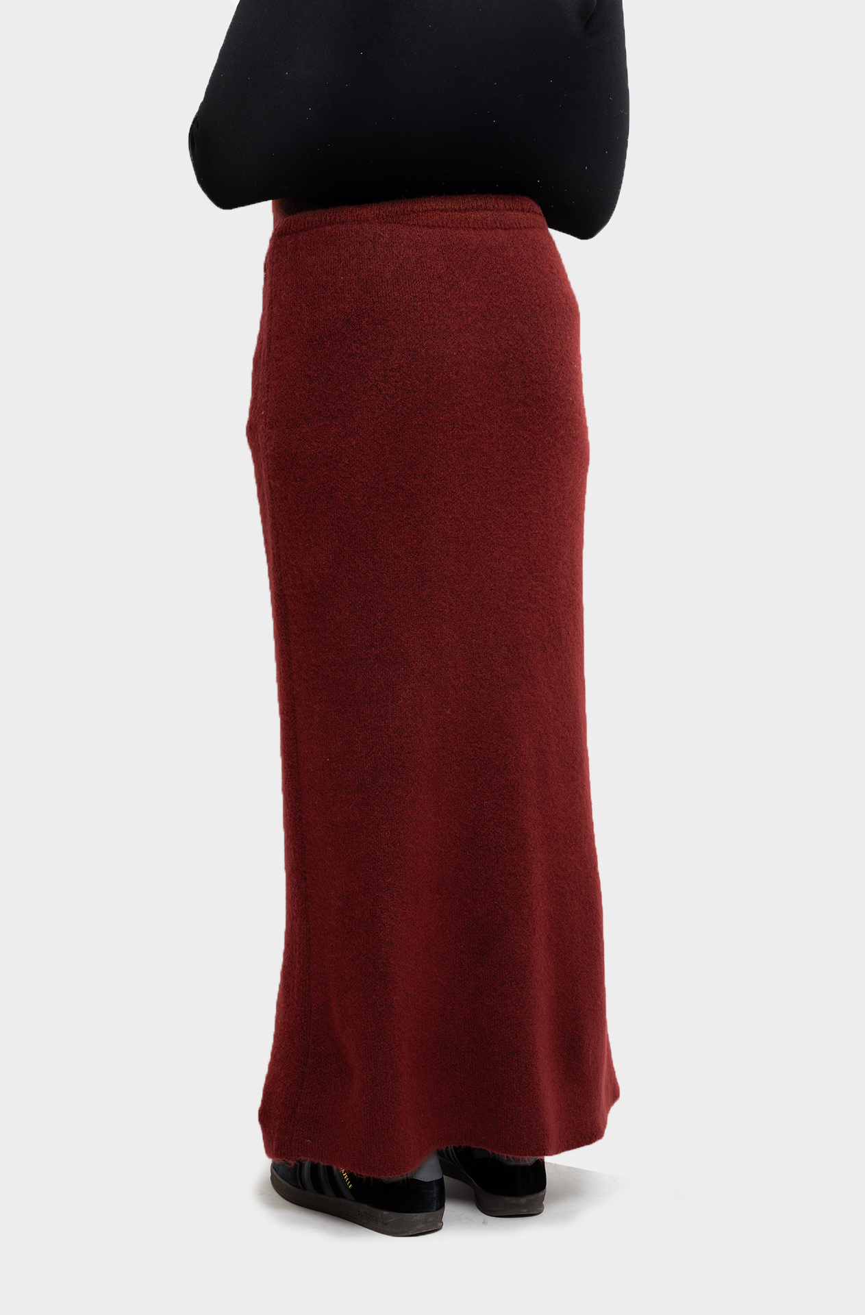 Jupe droite en laine bordeaux