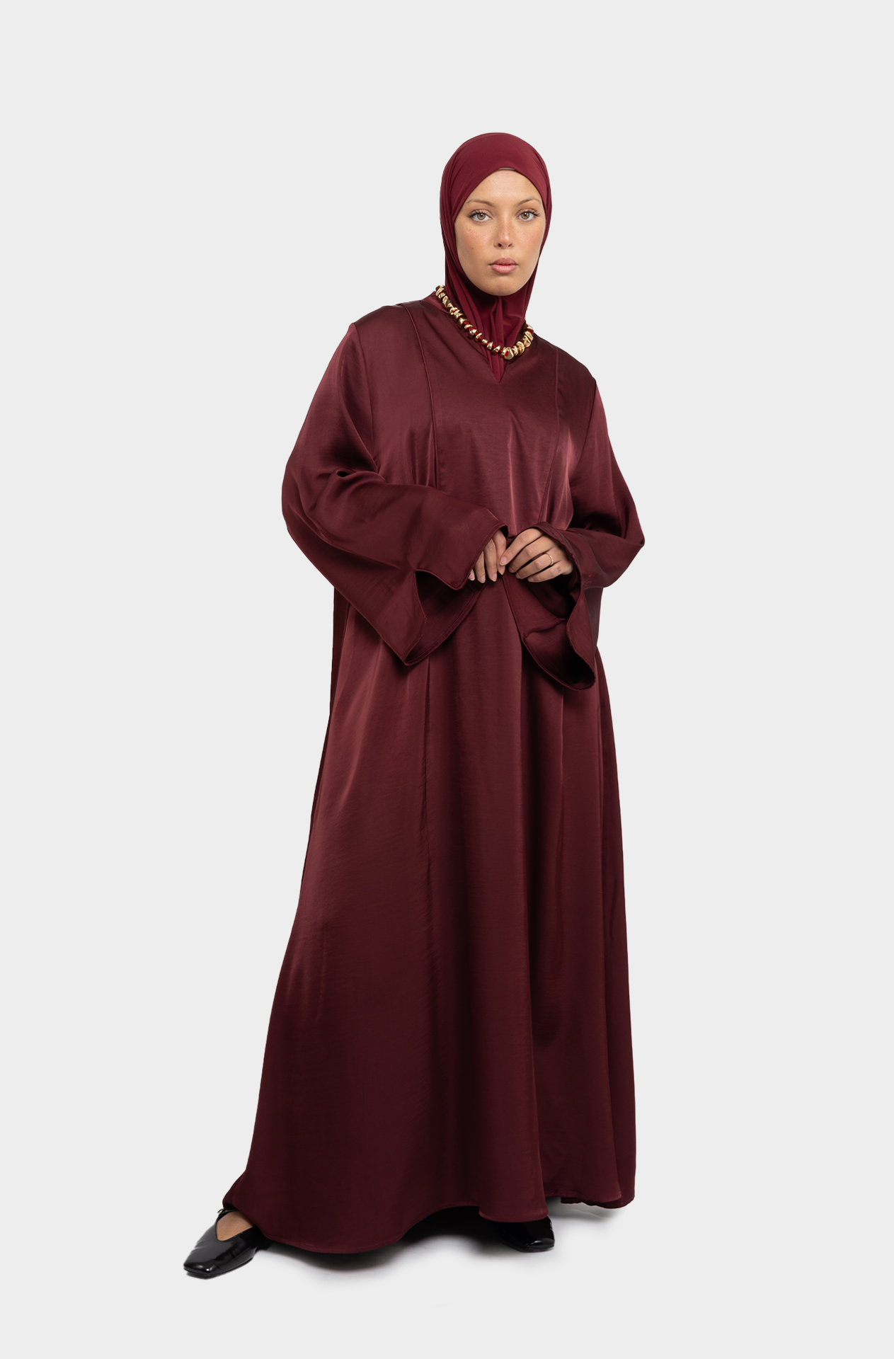 Medina dress Tunisian collar burgundy