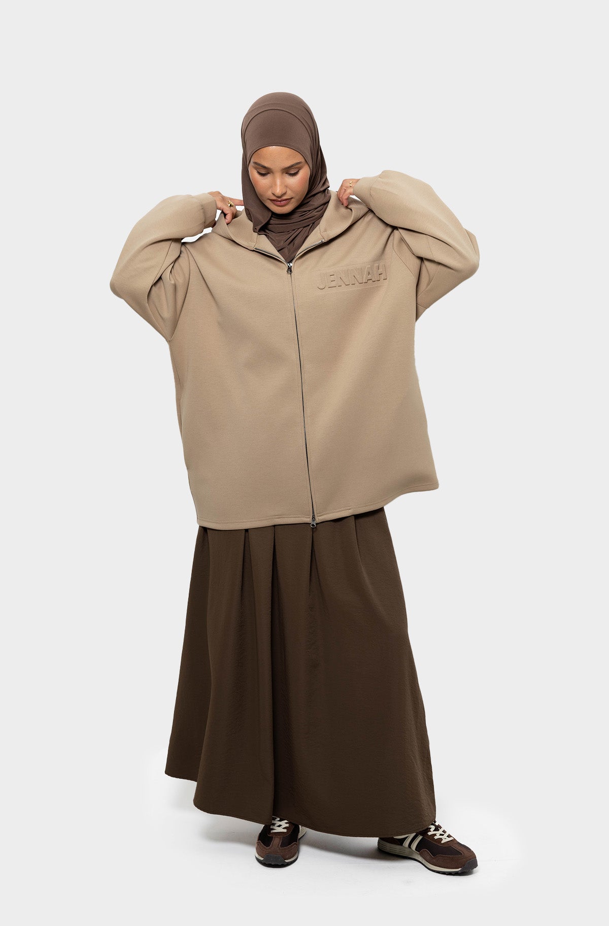 Sweat à capuche tencel beige